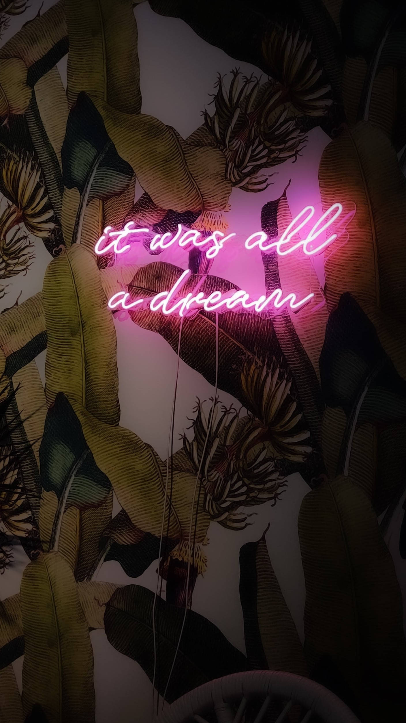 Neon Pink Aesthetic, glowing pink neon sign, it was all a dream, Full HD Phone Wallpaper