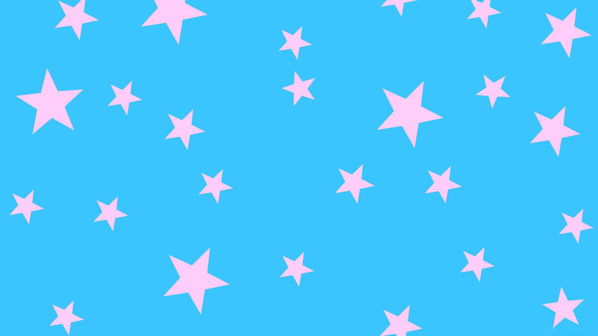 light blue background, pink stars, bright blue background, Full HD Desktop Wallpaper