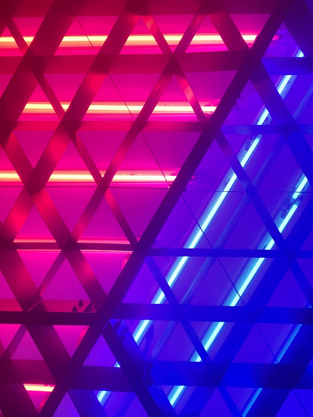 neon lights, pink and blue, geometric lattice structure, HD Phone Wallpaper