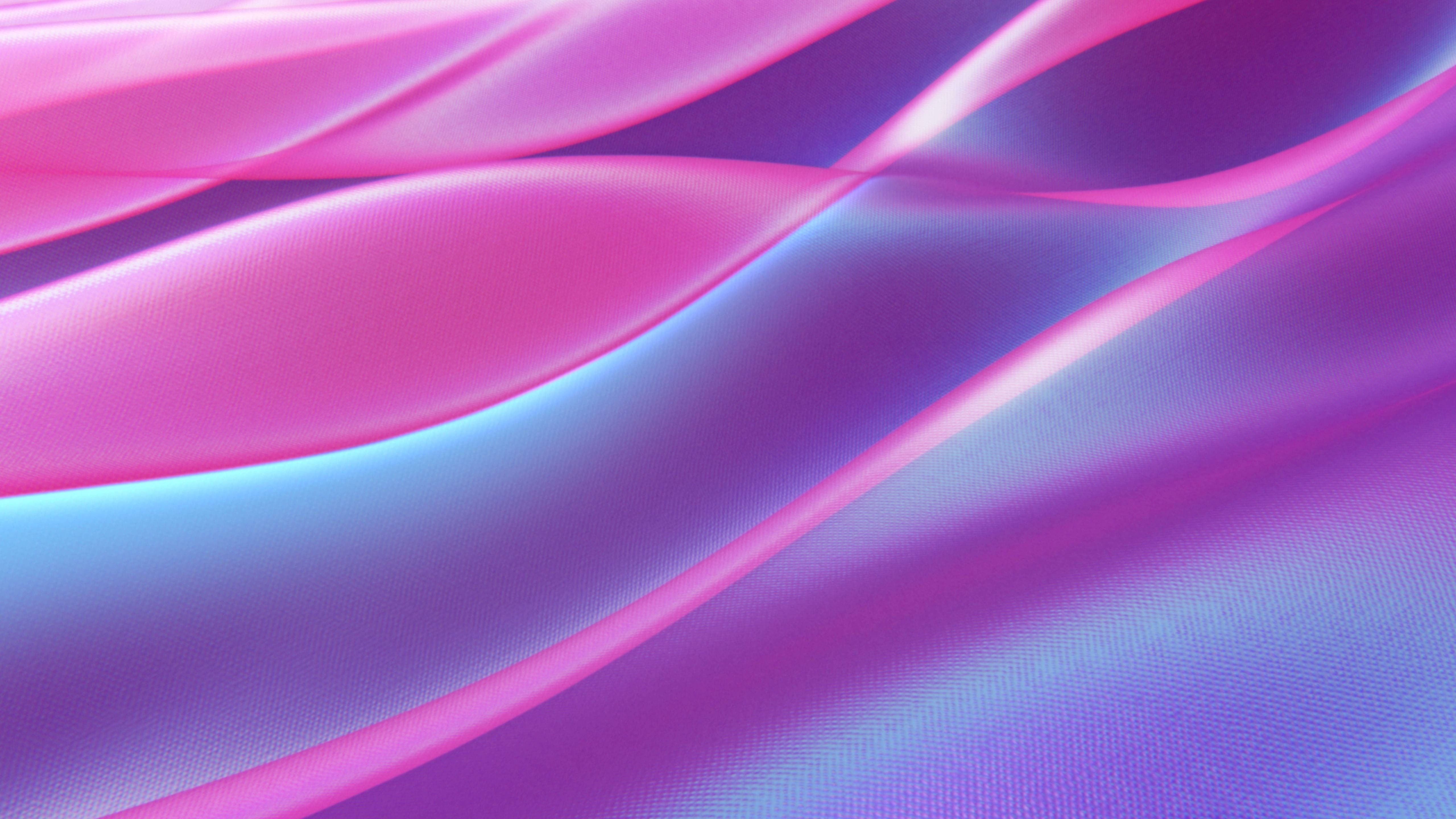 Neon Pink, blue gradients, smooth flowing fabric, 5K Desktop Wallpaper