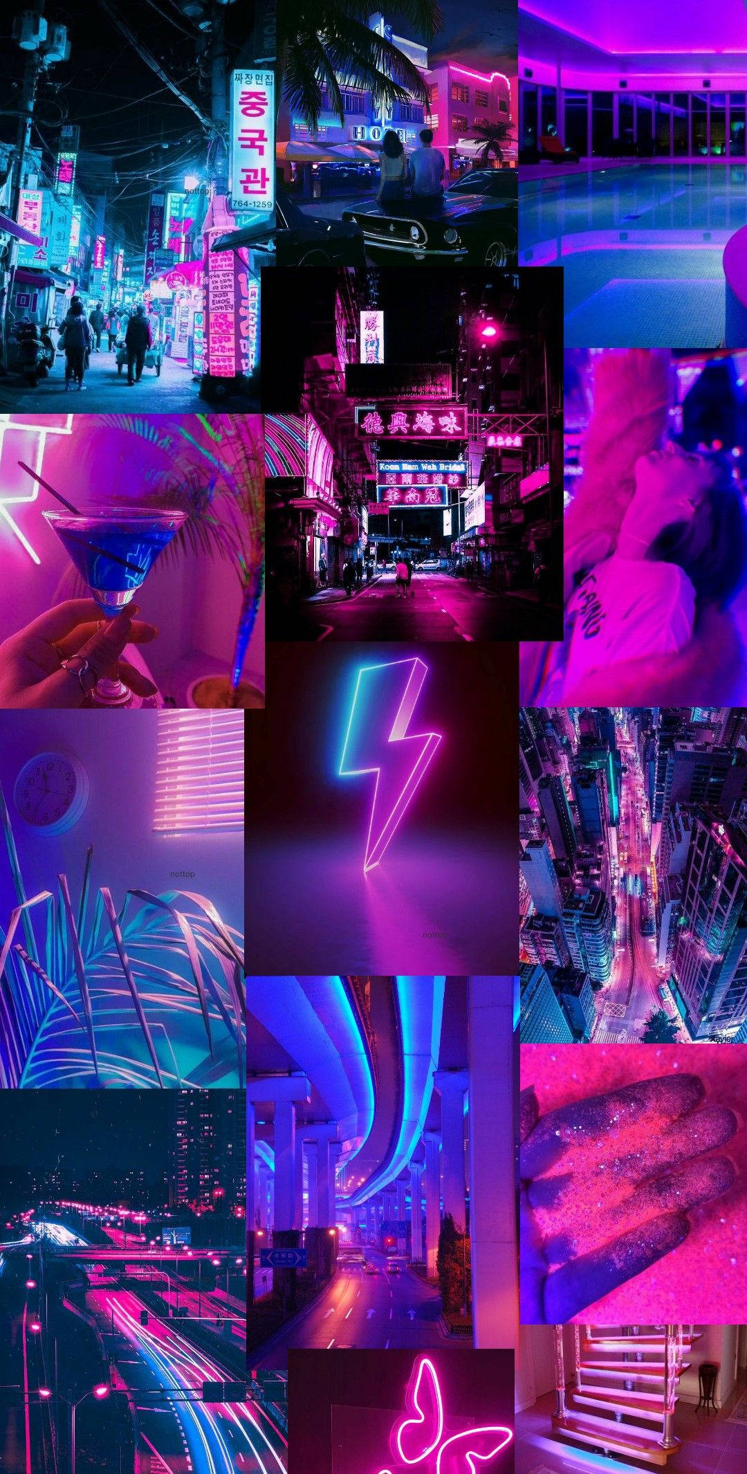 neon pink, neon blue, cyberpunk aesthetic, Full HD Phone Wallpaper