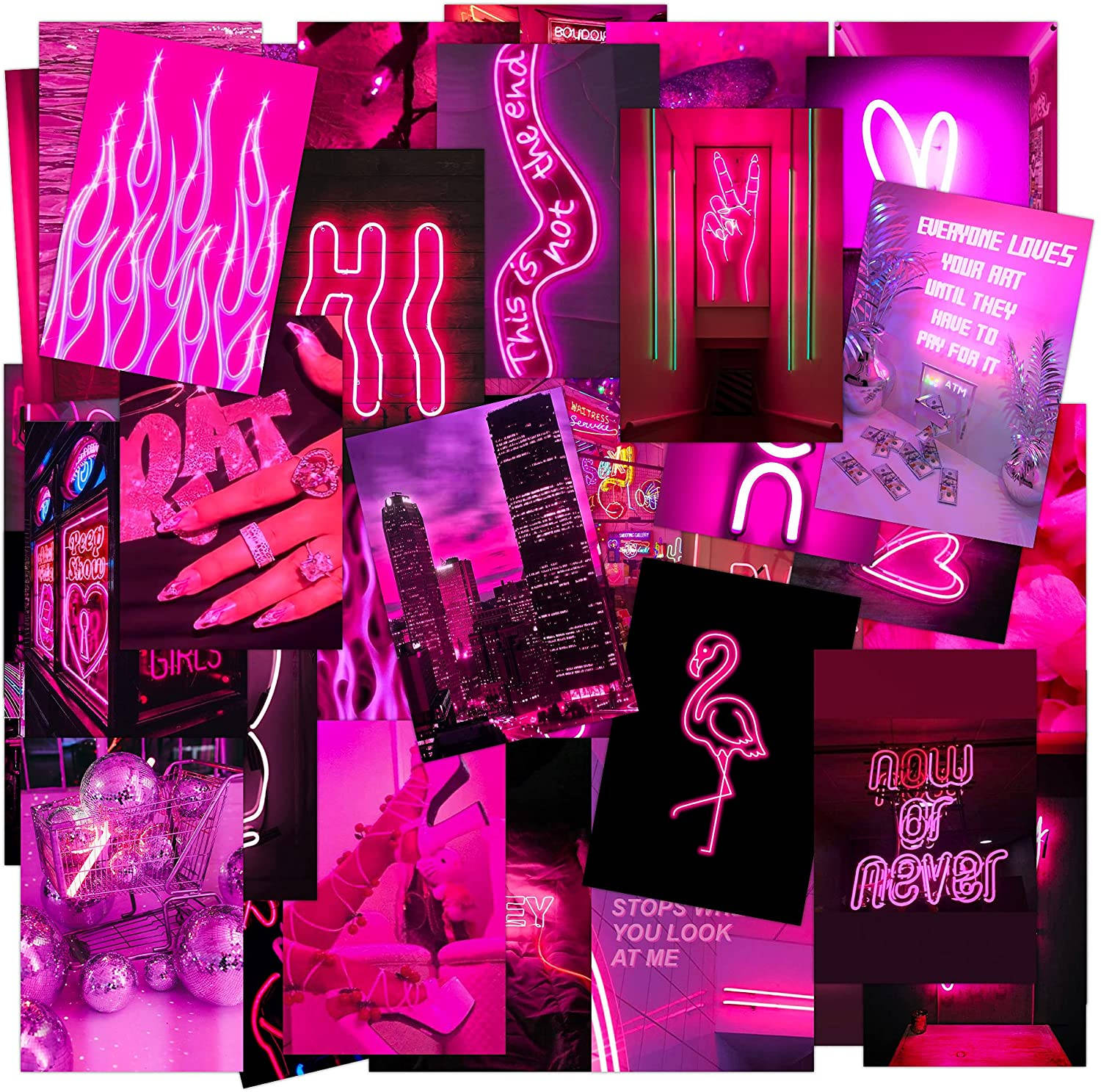 neon pink, flamingos, hands, HD Desktop Wallpaper
