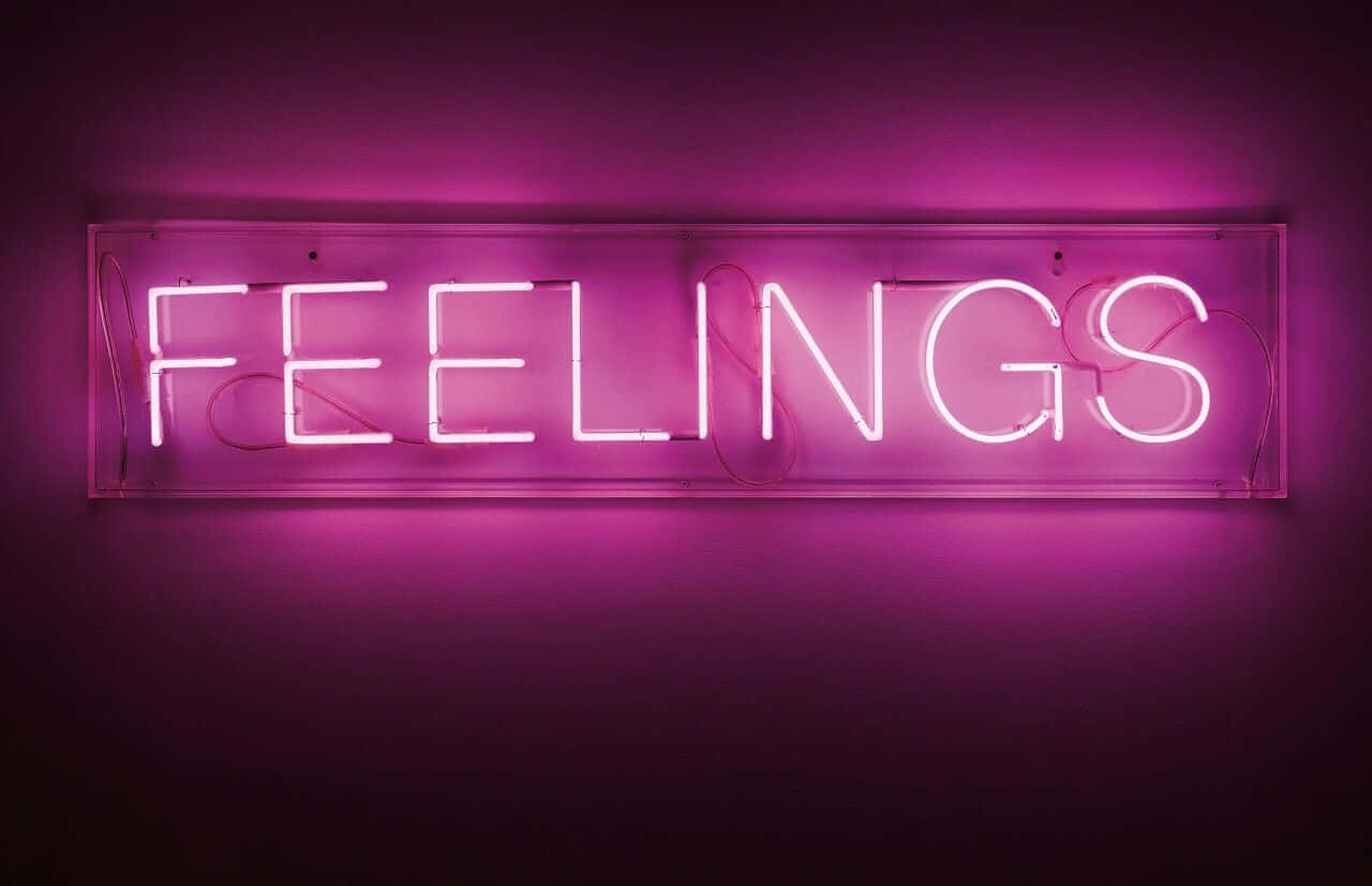 FEELINGS, pink neon sign, glowing, HD Desktop Wallpaper