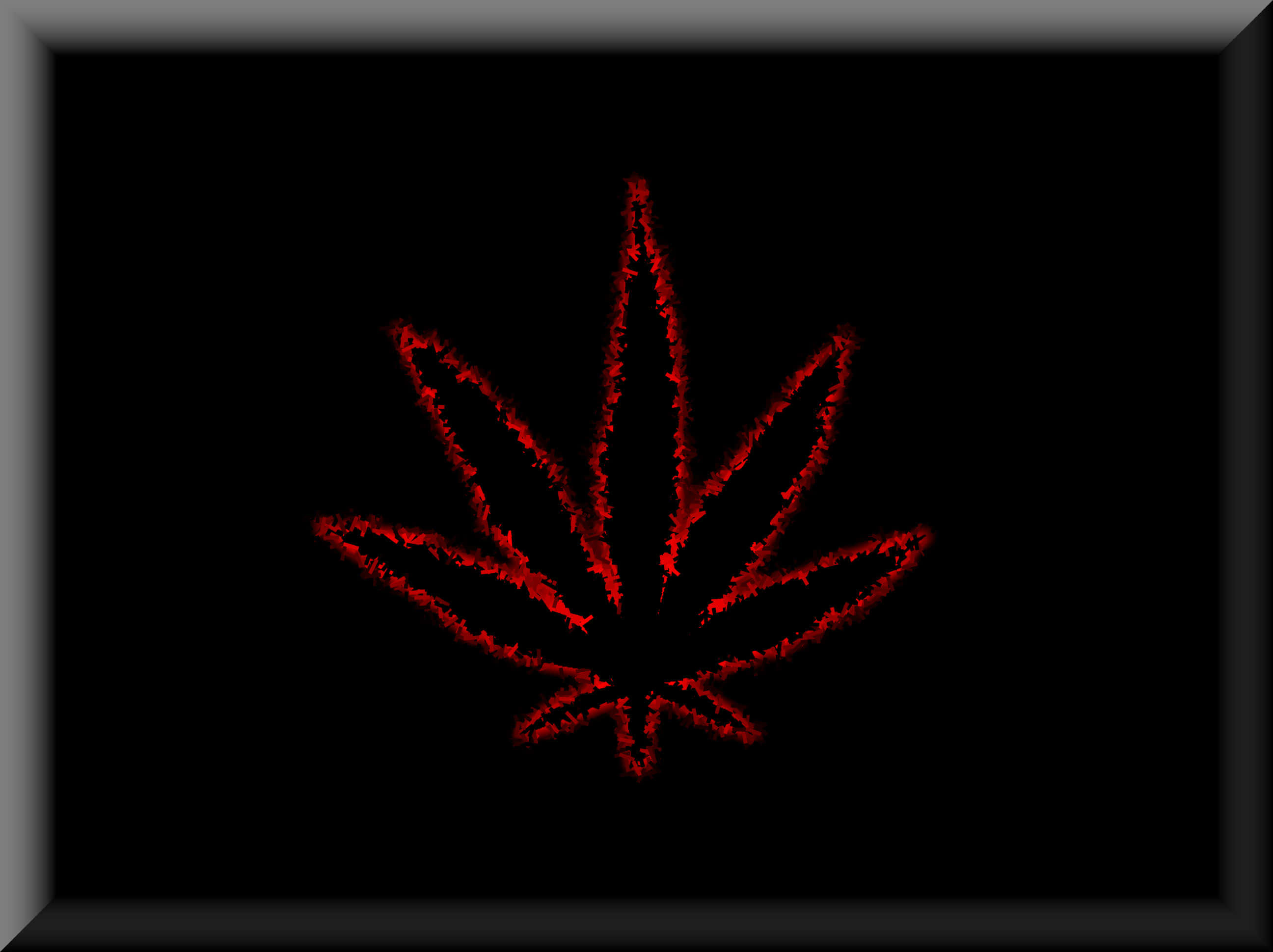 Neon Red Cannabis Leaf, glowing red, cannabis leaf silhouette, 2K Desktop Wallpaper