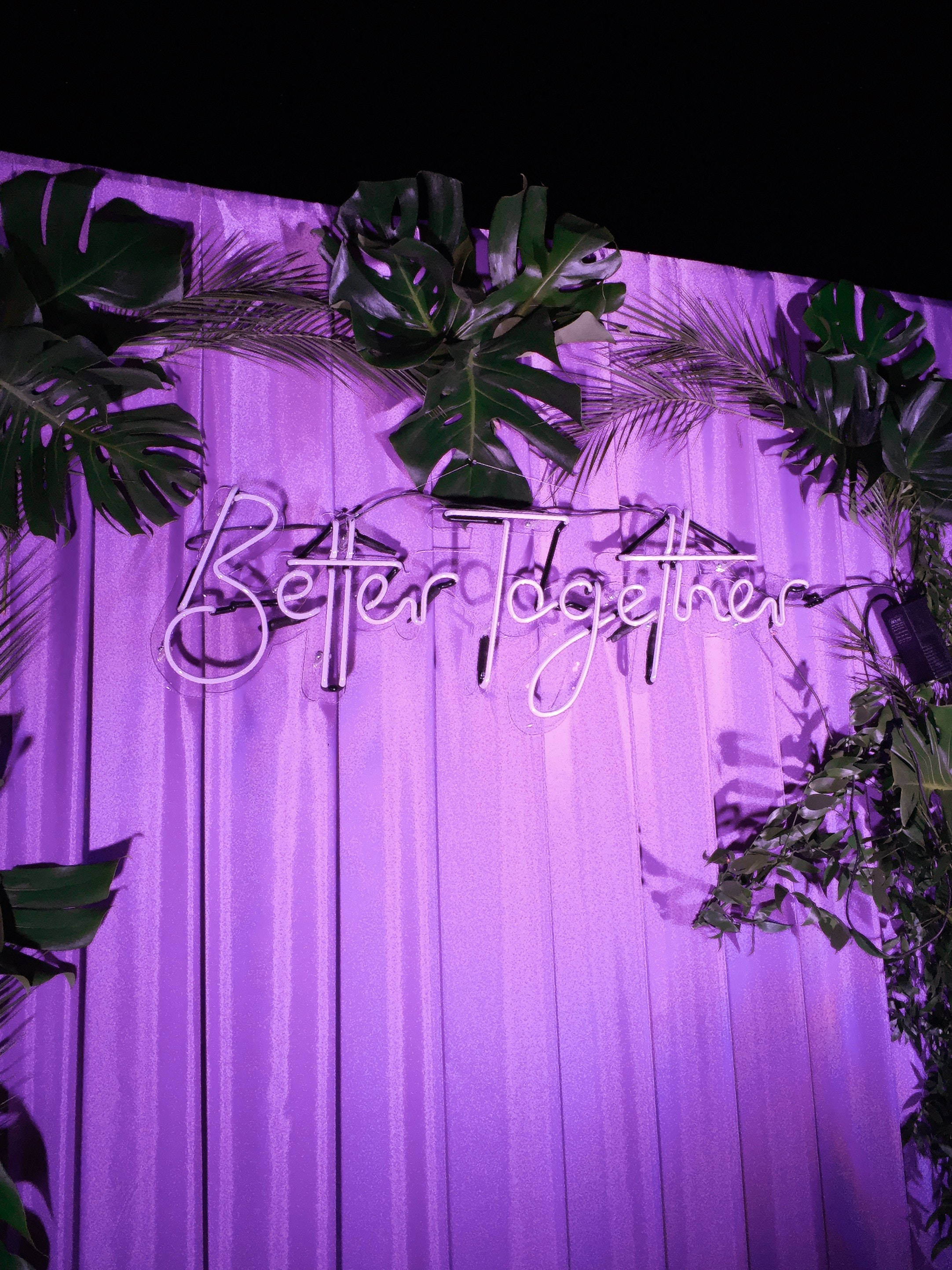 Better Together, neon purple iPhone, glowing neon sign, 2K Phone Wallpaper