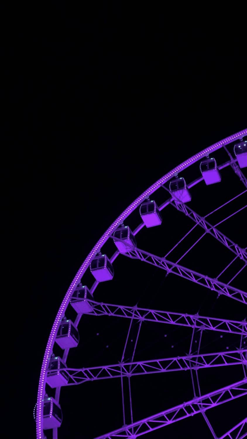 Ferris wheel, neon purple, pitch-black night sky, HD Phone Wallpaper