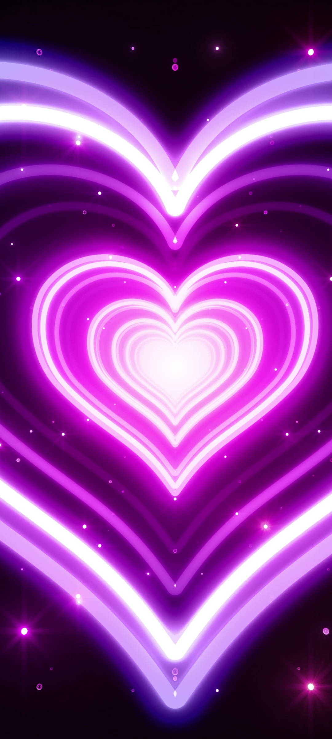 Neon Purple iPhone, glowing hearts, neon pink hearts, Full HD Phone Wallpaper