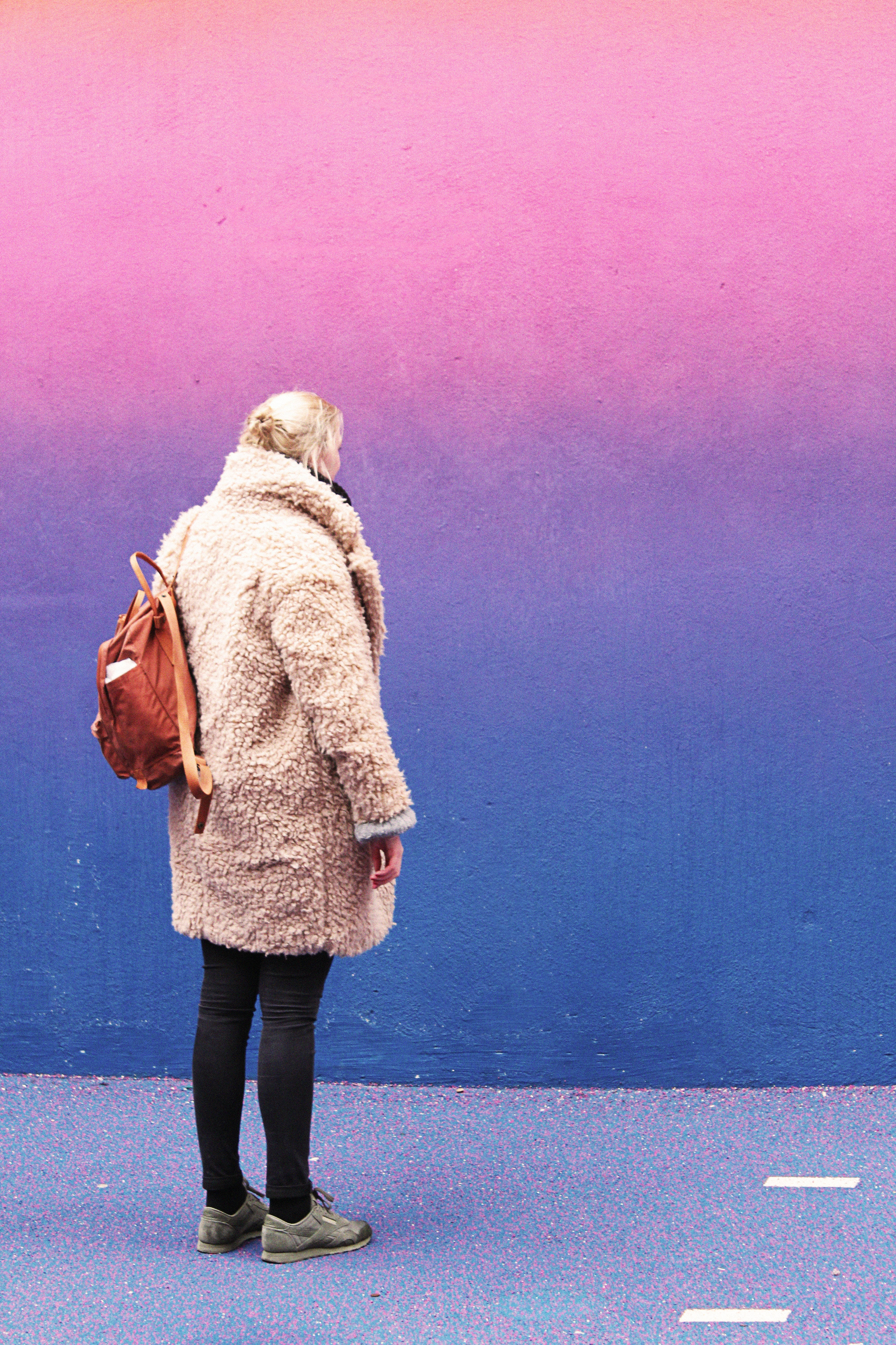 Neon Purple iPhone, gradient wall, vibrant pink to blue gradient, 5K Phone Wallpaper