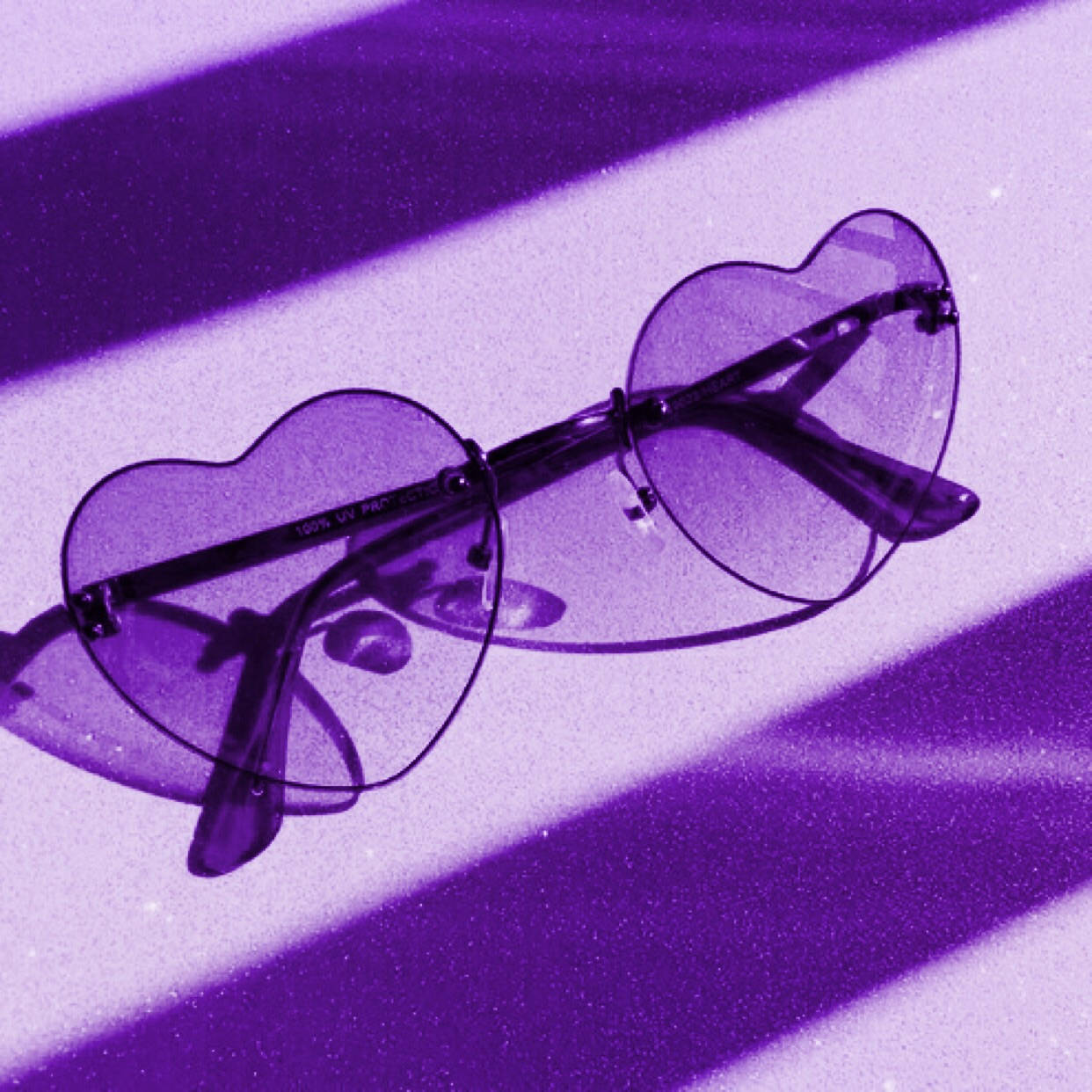 Neon Purple iPhone, Heart-shaped sunglasses, textured surface, SD Desktop Wallpaper