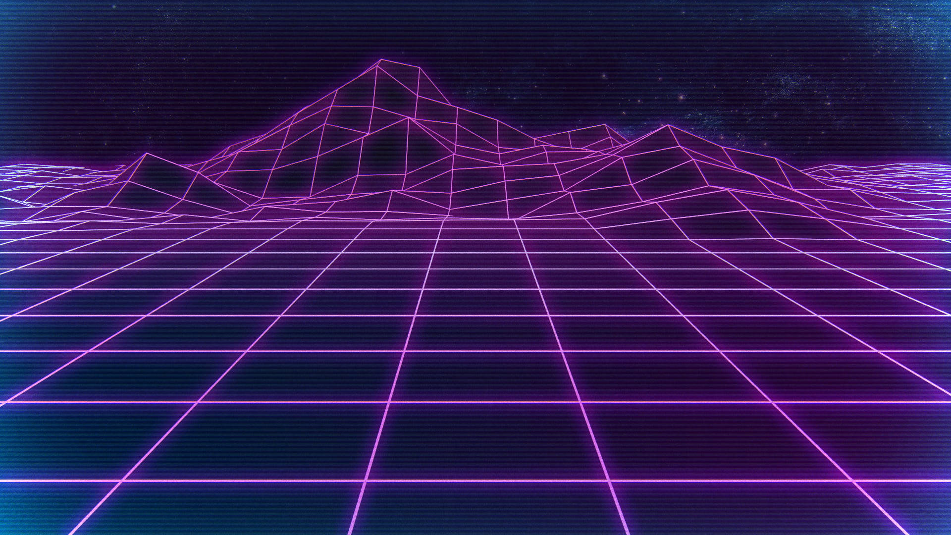 Neon Purple, retro grid, geometric mountains, Full HD Desktop Wallpaper
