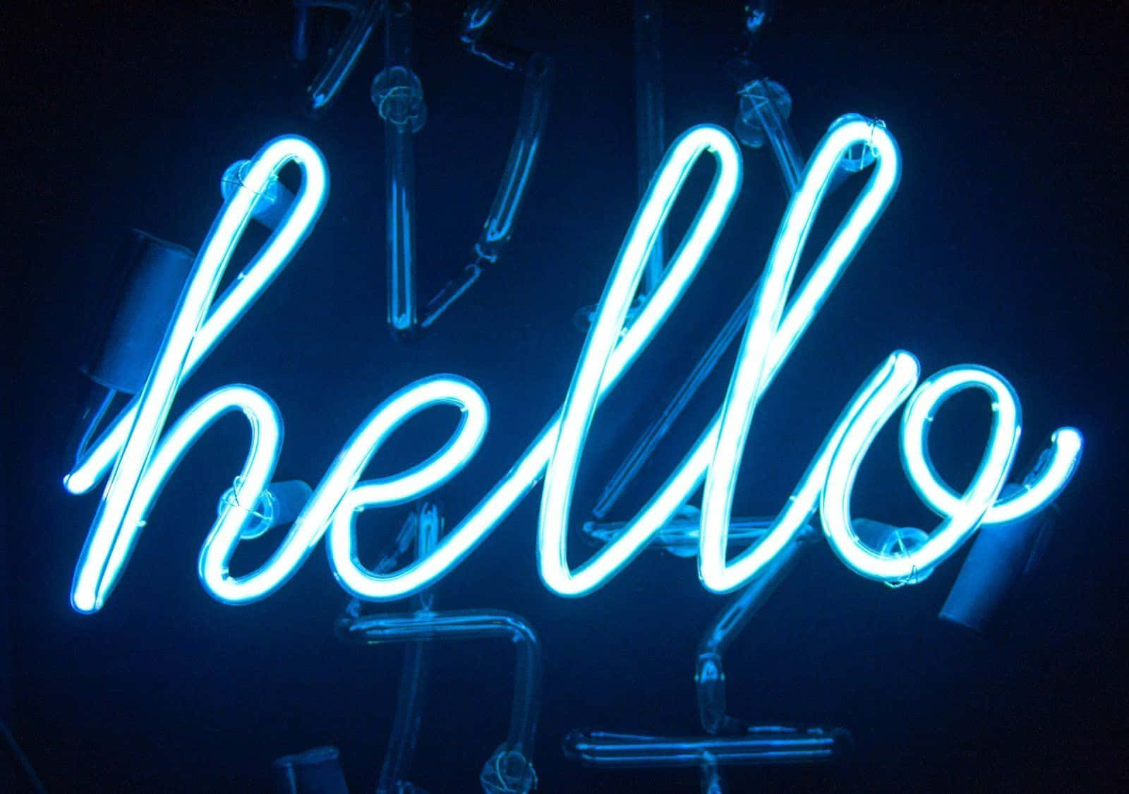 neon sign, hello, blue, HD Desktop Wallpaper