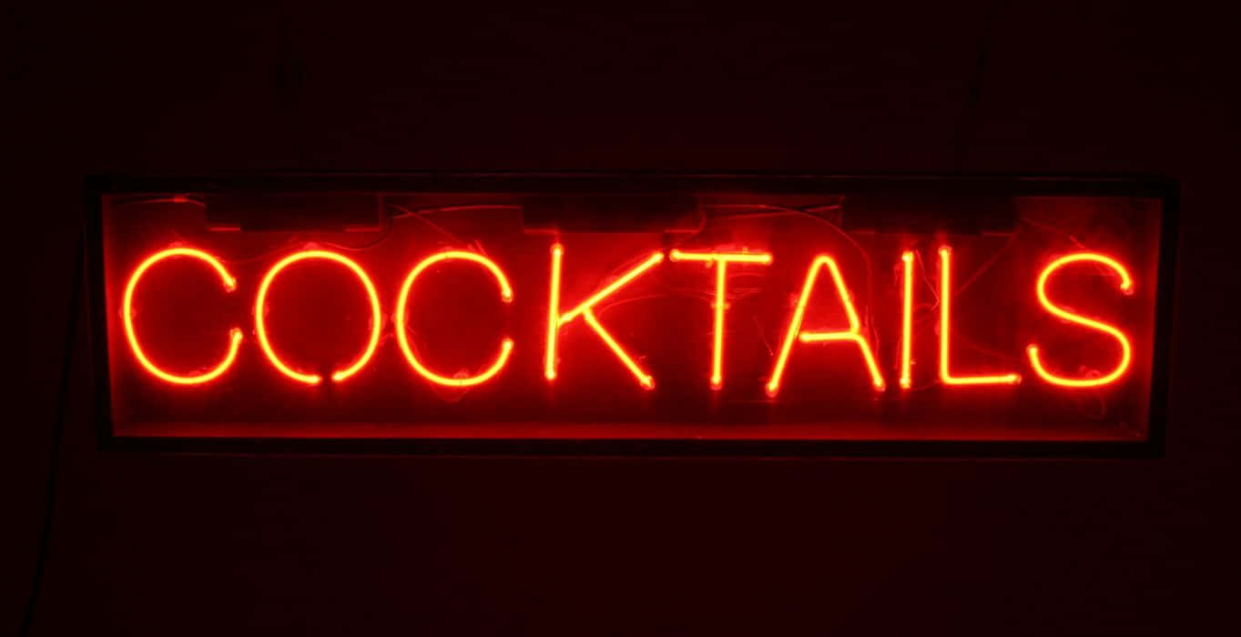 neon sign, cocktails, red neon, HD Desktop Wallpaper