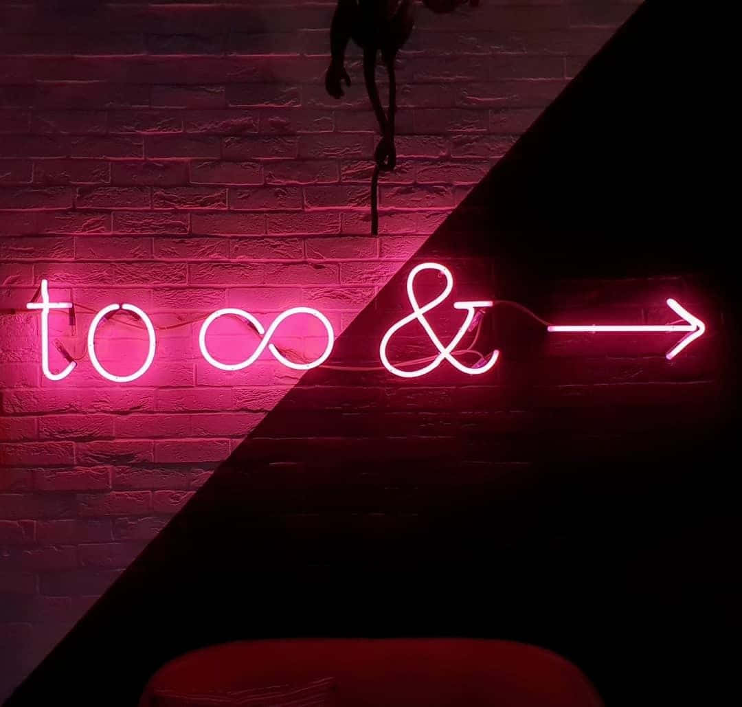 neon sign, pink neon, brick wall, SD Desktop Wallpaper