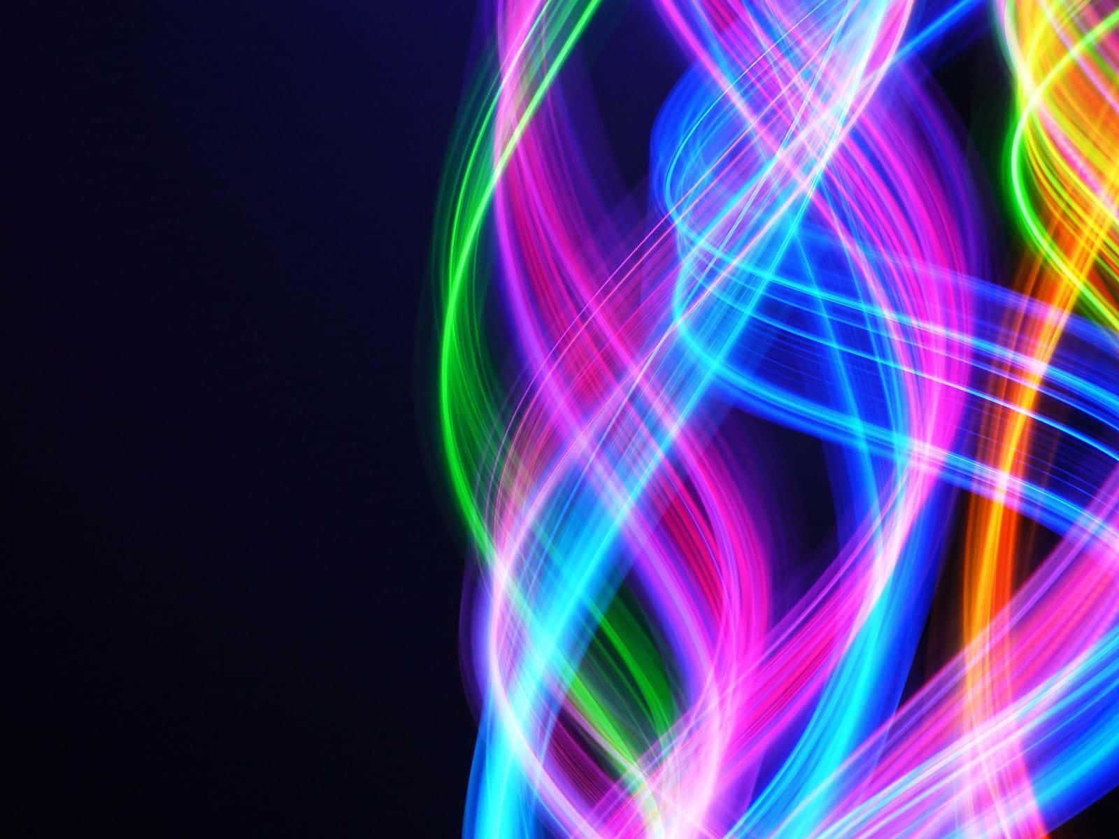 Neon Colors Swirl, neon light trails, deep black background, HD Desktop Wallpaper