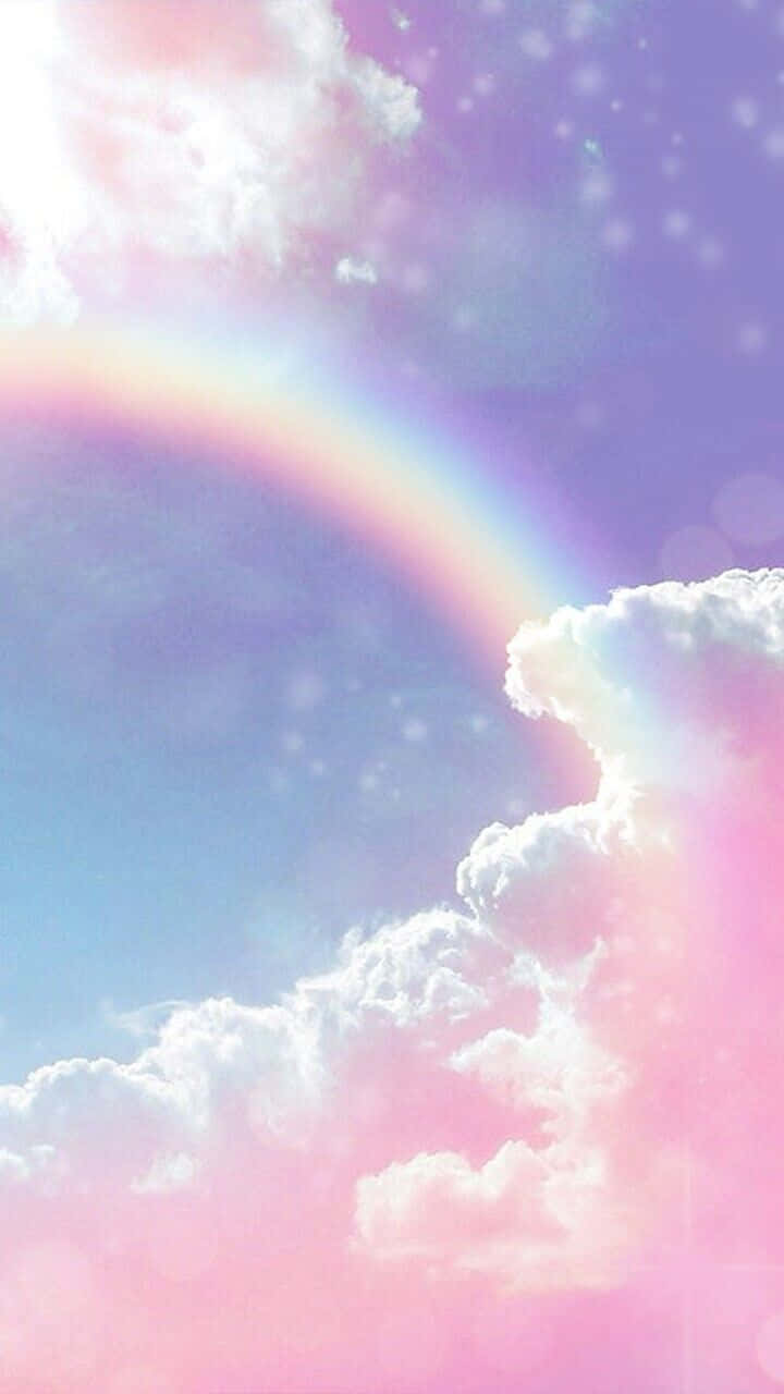 pastel sky, soft rainbow, fluffy clouds, HD Phone Wallpaper