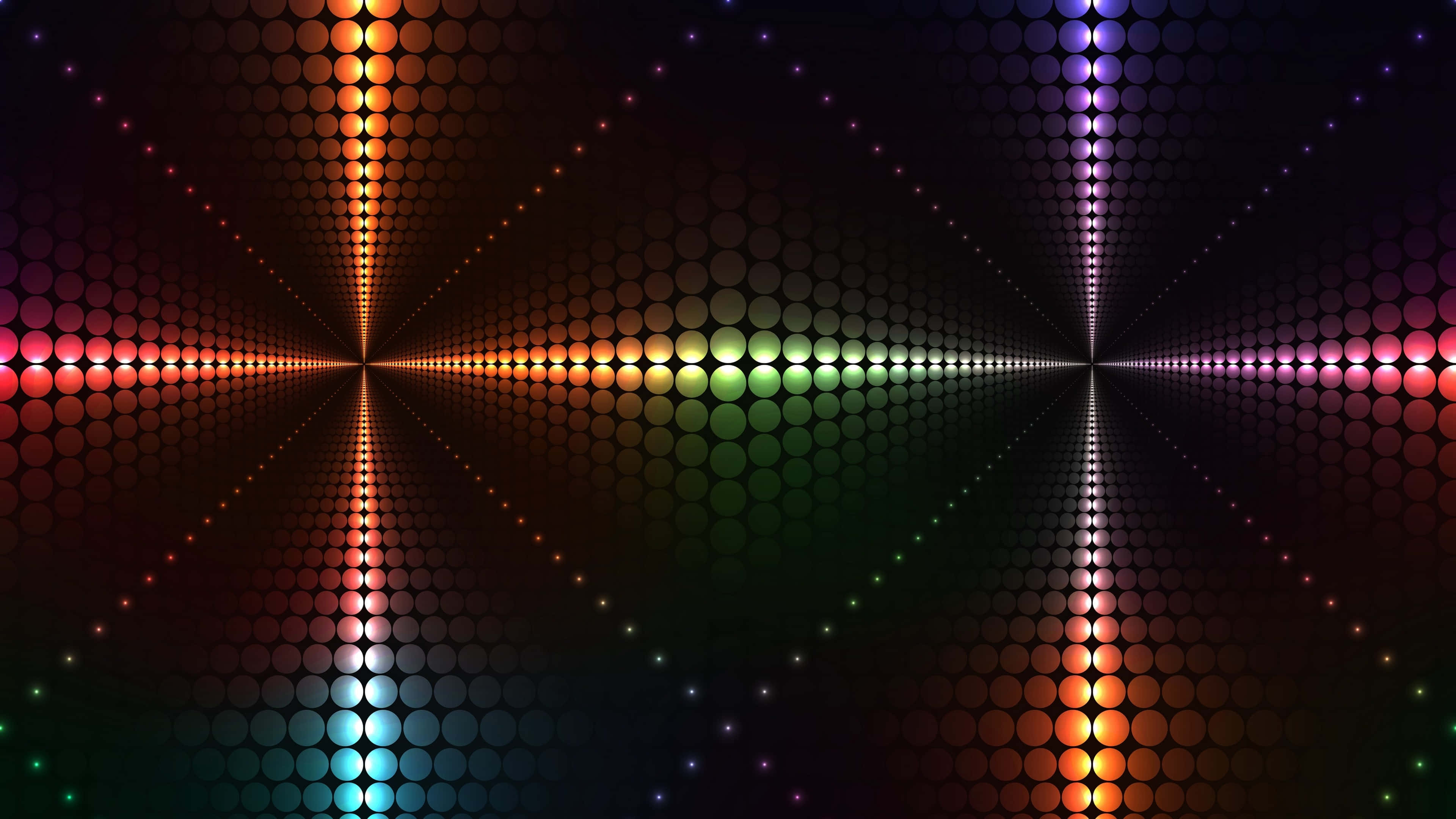 neon light spectrum, rainbow dot pattern, dark background, 4K Desktop Wallpaper