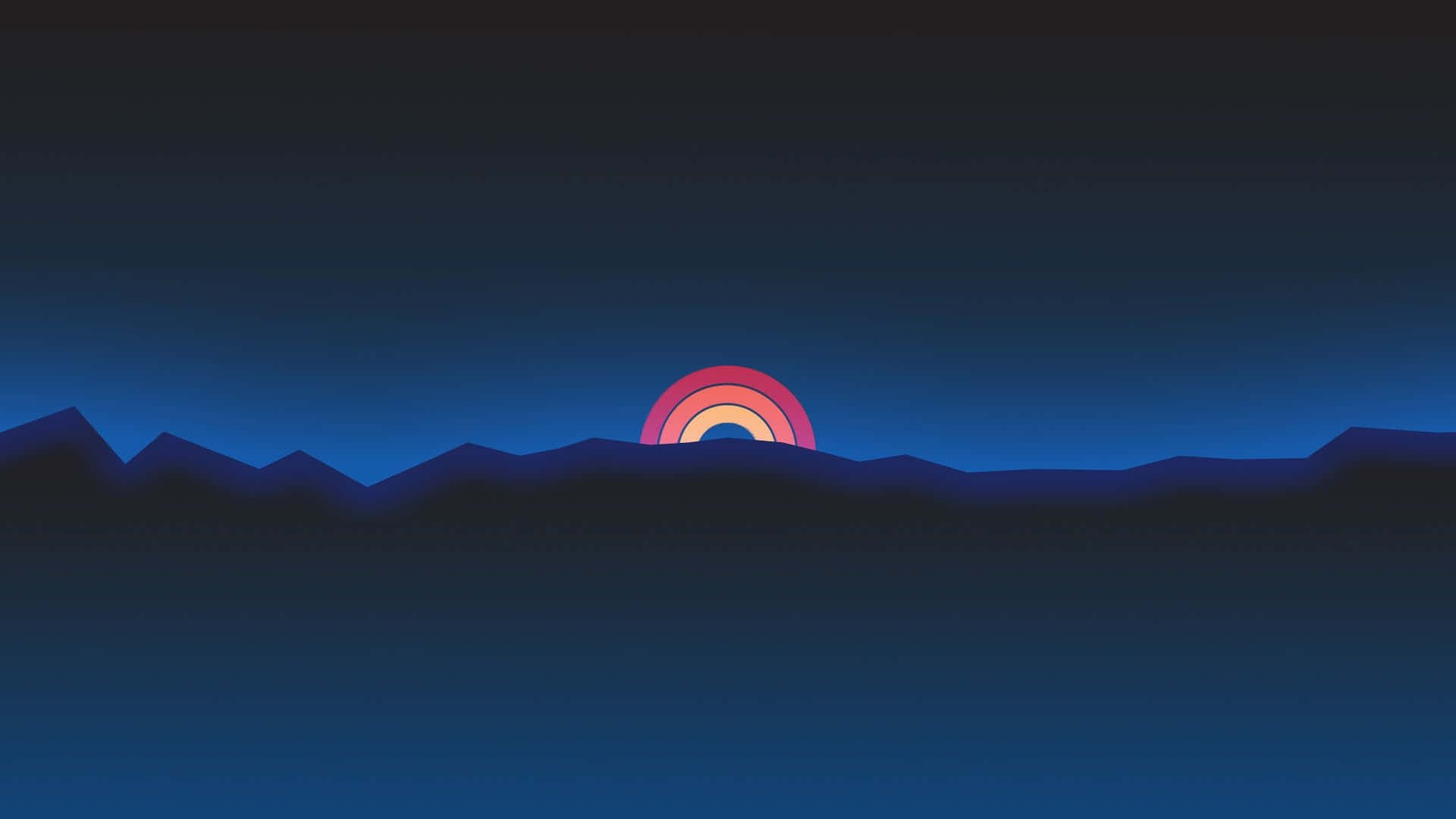 Neon Mountain Sunset, pink, orange, Full HD Desktop Wallpaper