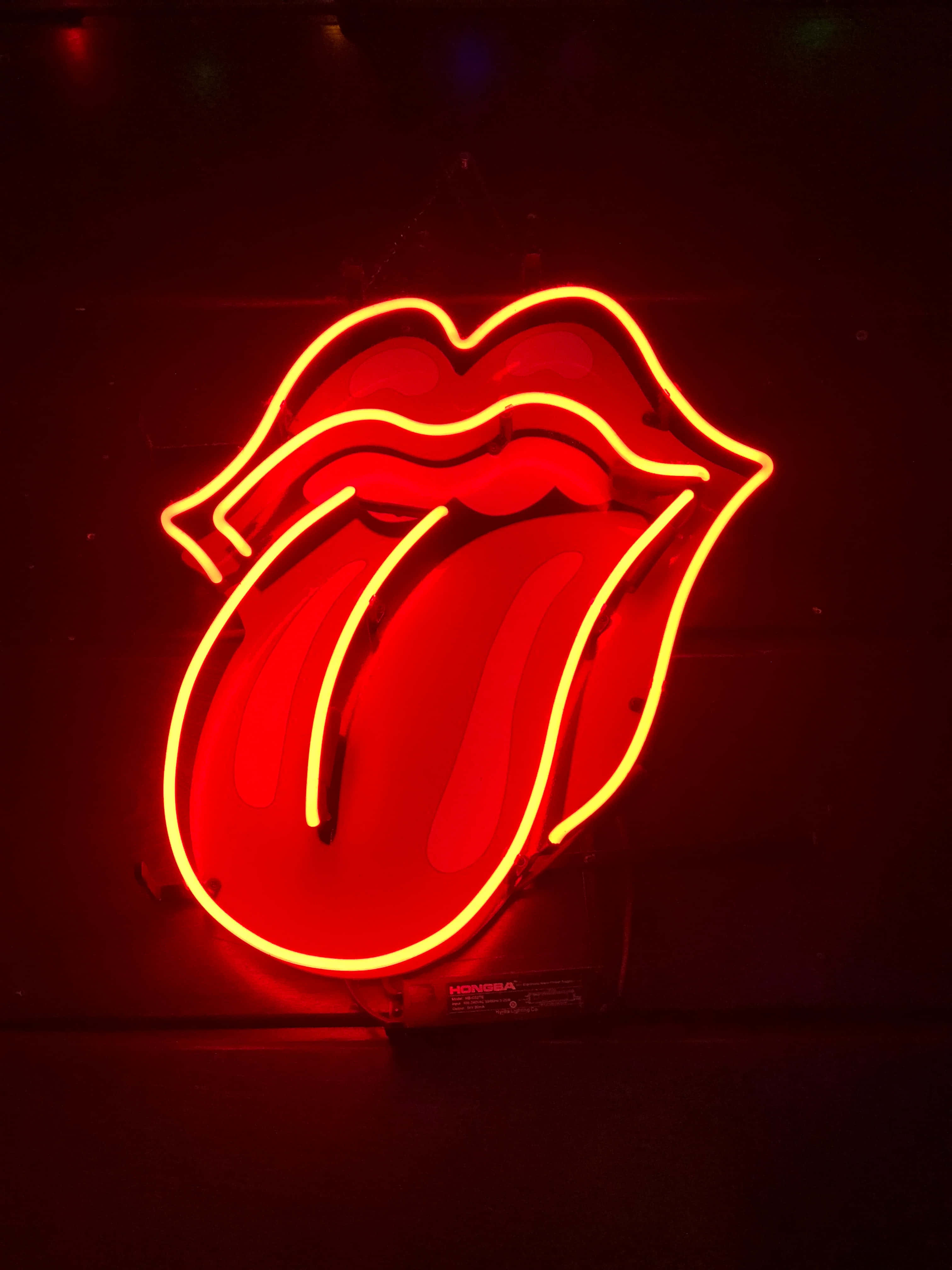 Neon Red Aesthetic, glowing red neon sign, tongue sticking out, 4K Phone Wallpaper