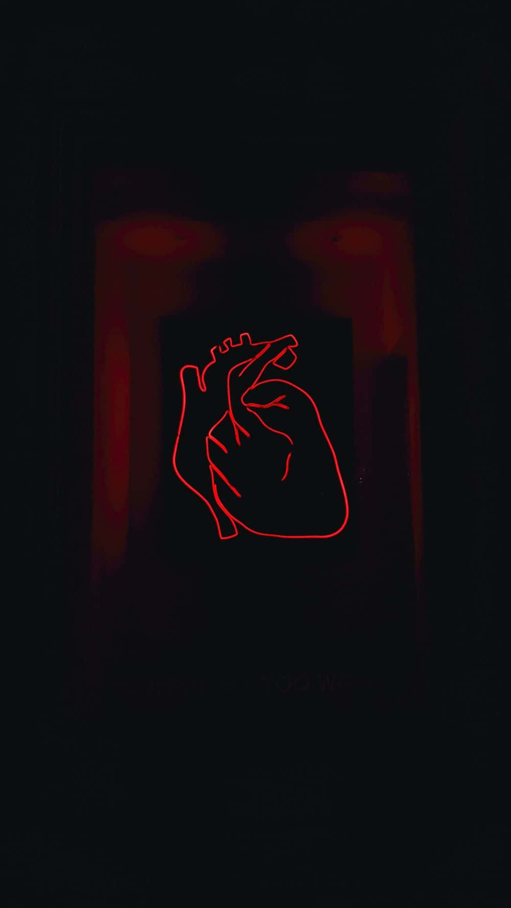 black red neon, glowing red neon outline, human heart, HD Phone Wallpaper