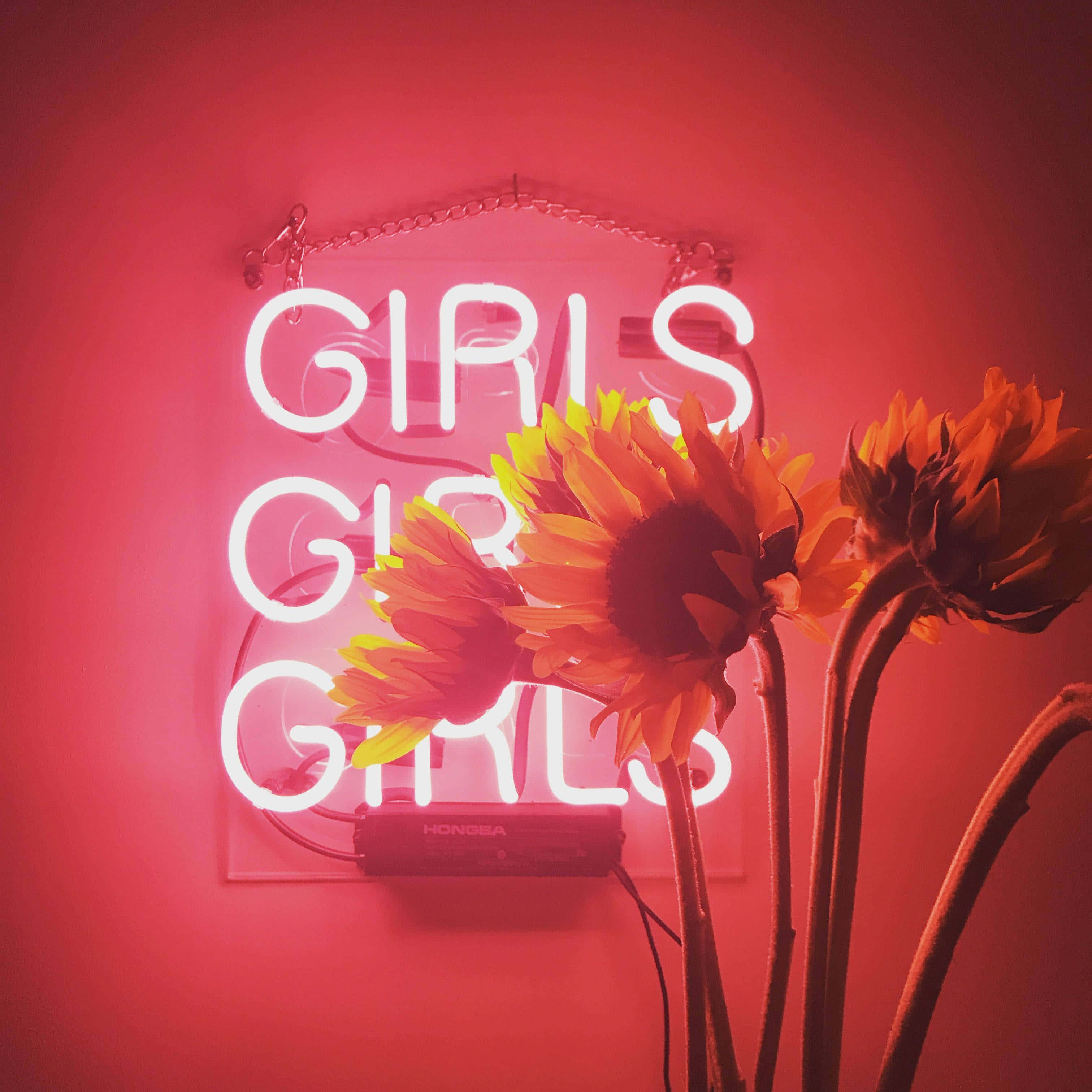 Neon Red Aesthetic, GIRLS, pink neon sign, 2K Desktop Wallpaper