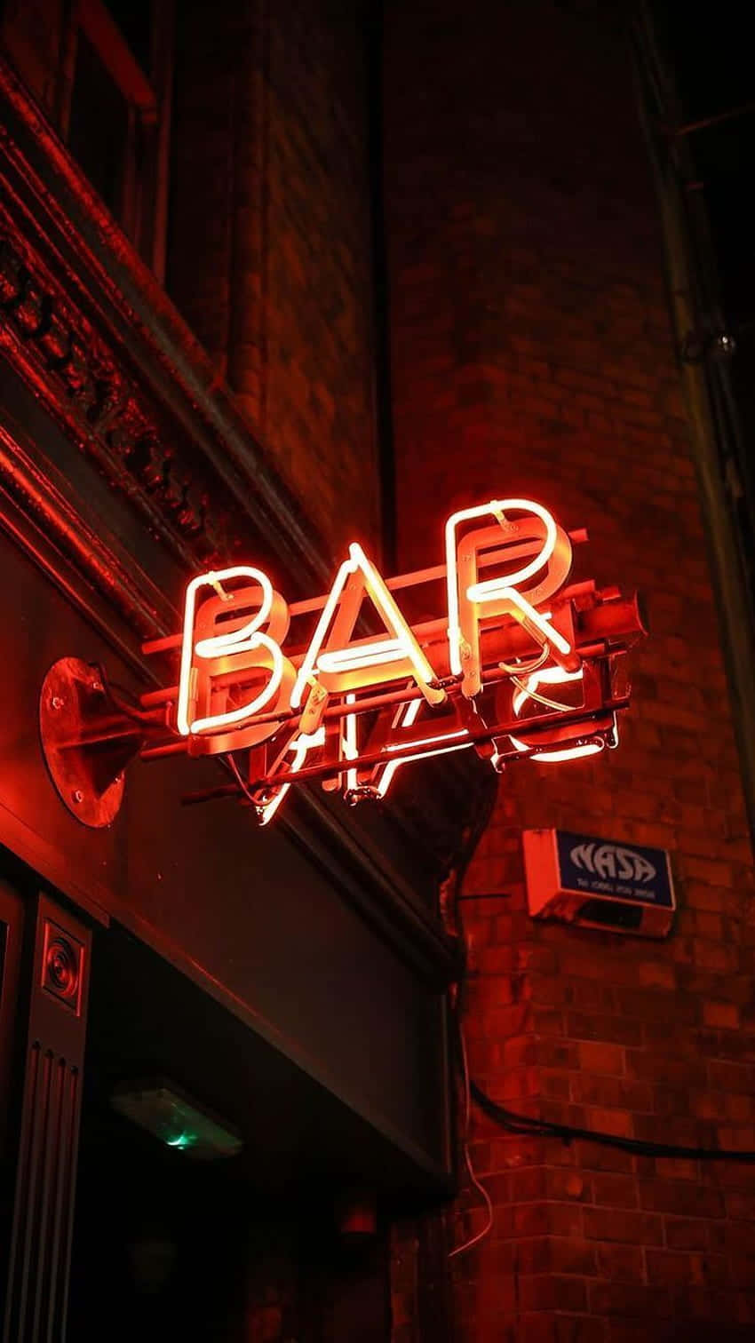 Neon Red Aesthetic, glowing red neon bar sign, brick wall, HD Phone Wallpaper