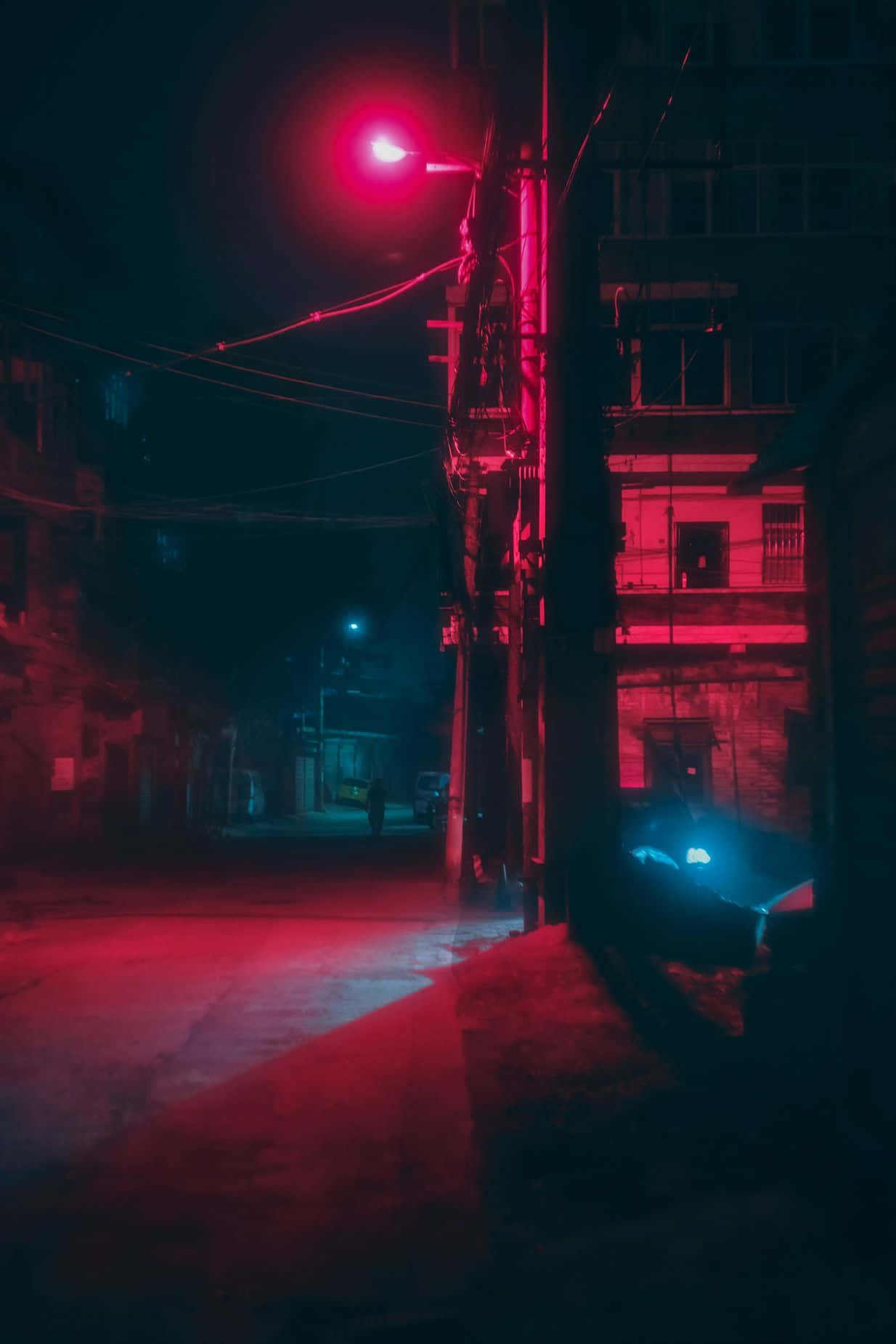 Neon Red Aesthetic, streetlamp, red light, HD Phone Wallpaper