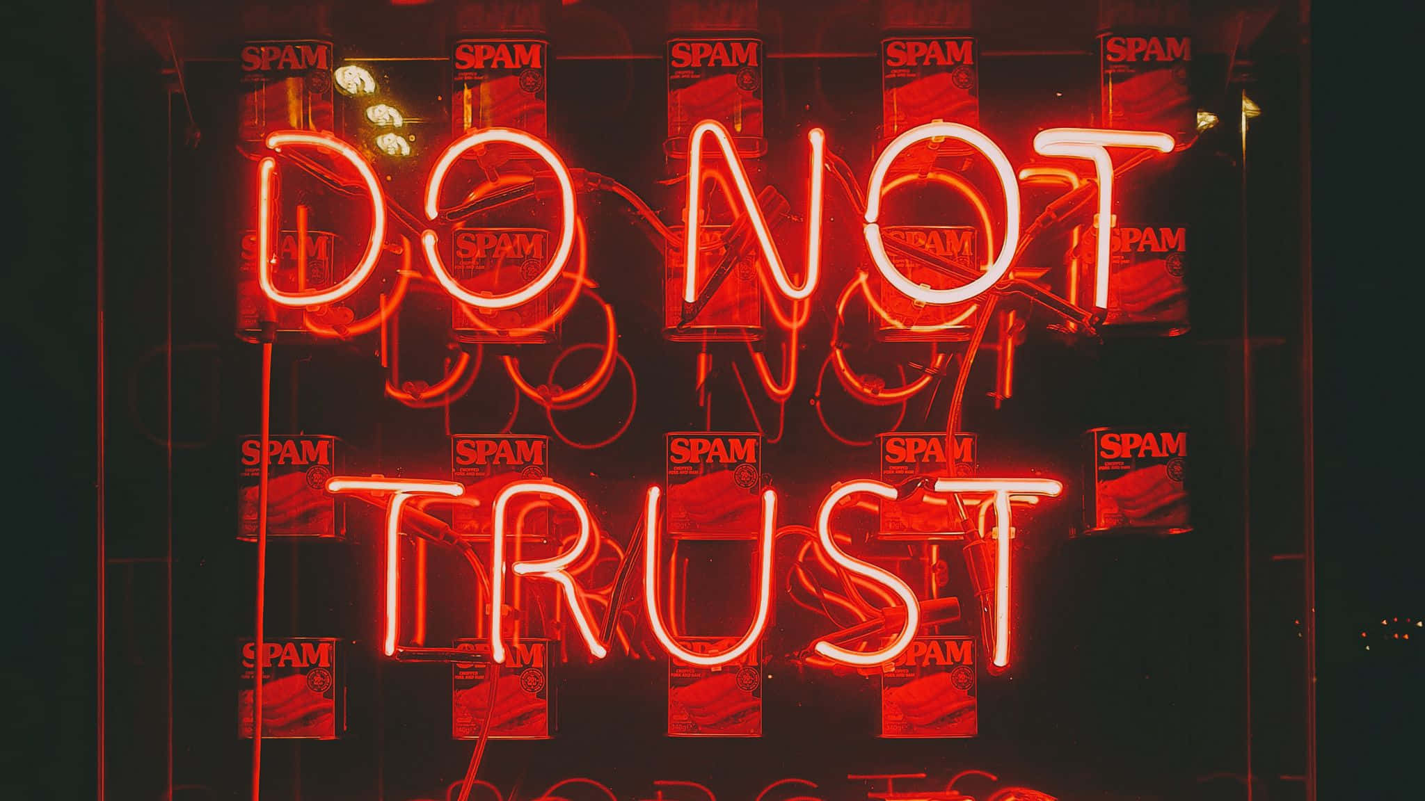 neon red aesthetic, DO NOT TRUST, SPAM, Full HD Desktop Wallpaper