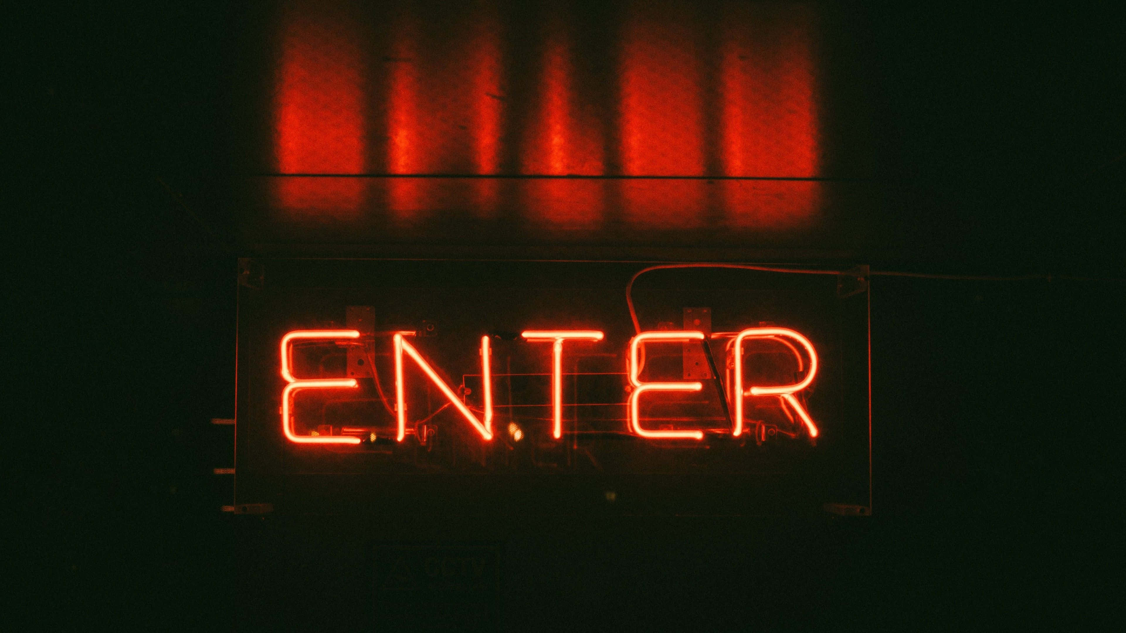 Neon Red Aesthetic, ENTER, glowing red neon sign, 4K Desktop Wallpaper