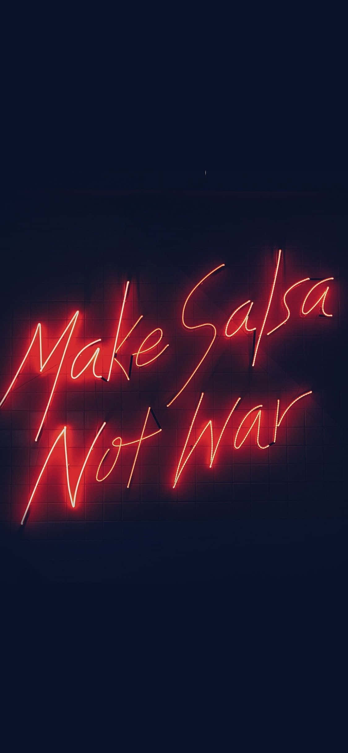 Neon Red Aesthetic, Make Salsa Not War, vibrant red neon sign, Full HD Phone Wallpaper