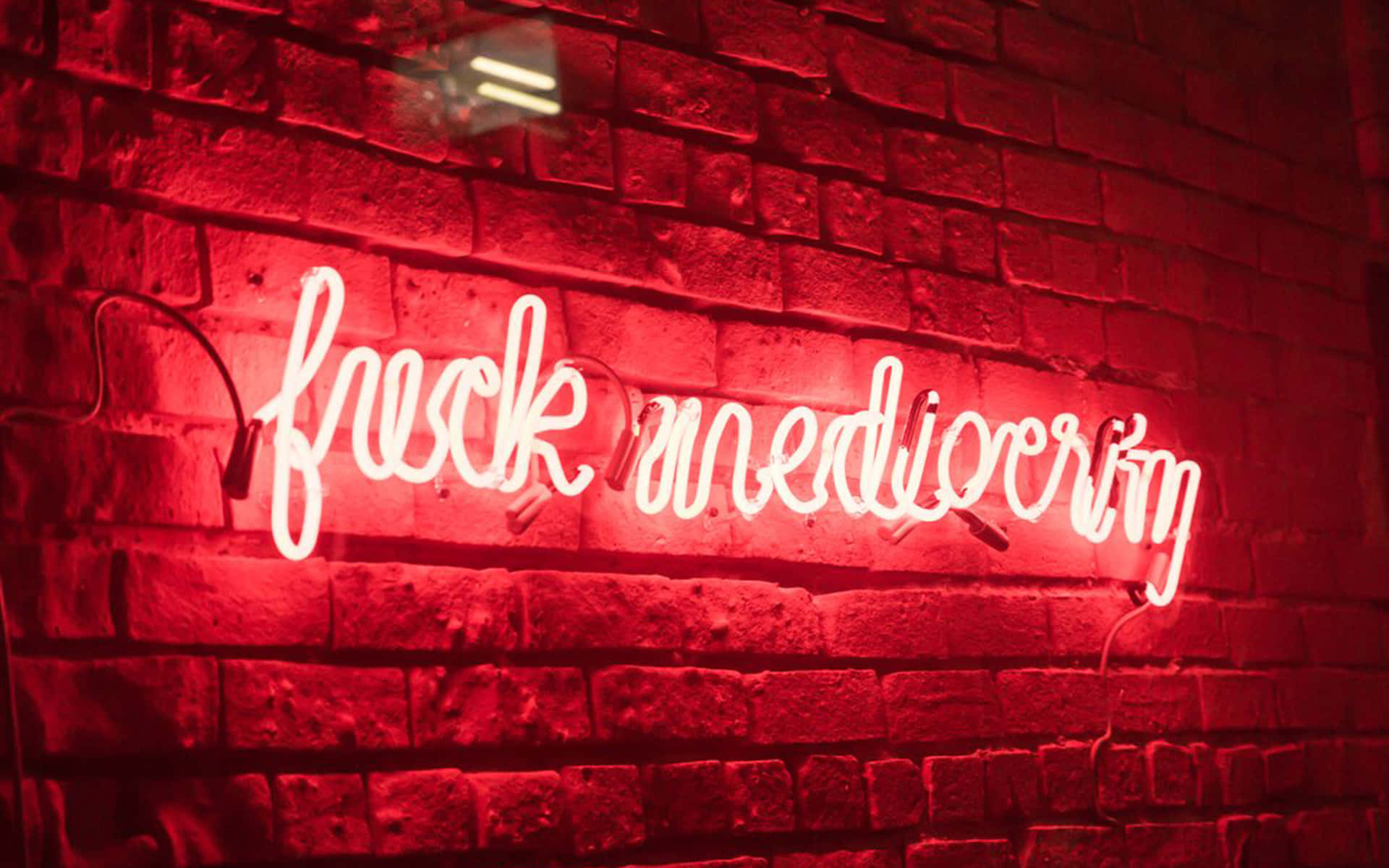 Neon Red Aesthetic, fuck mediocrity, glowing red neon sign, Full HD Desktop Wallpaper