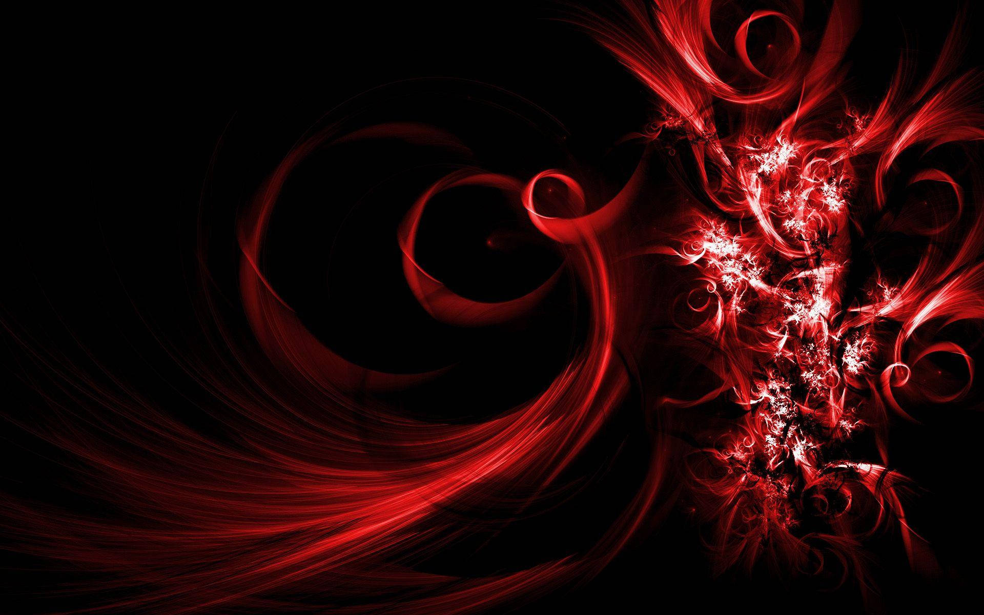 Neon Red, vibrant red, fractal swirls, Full HD Desktop Wallpaper