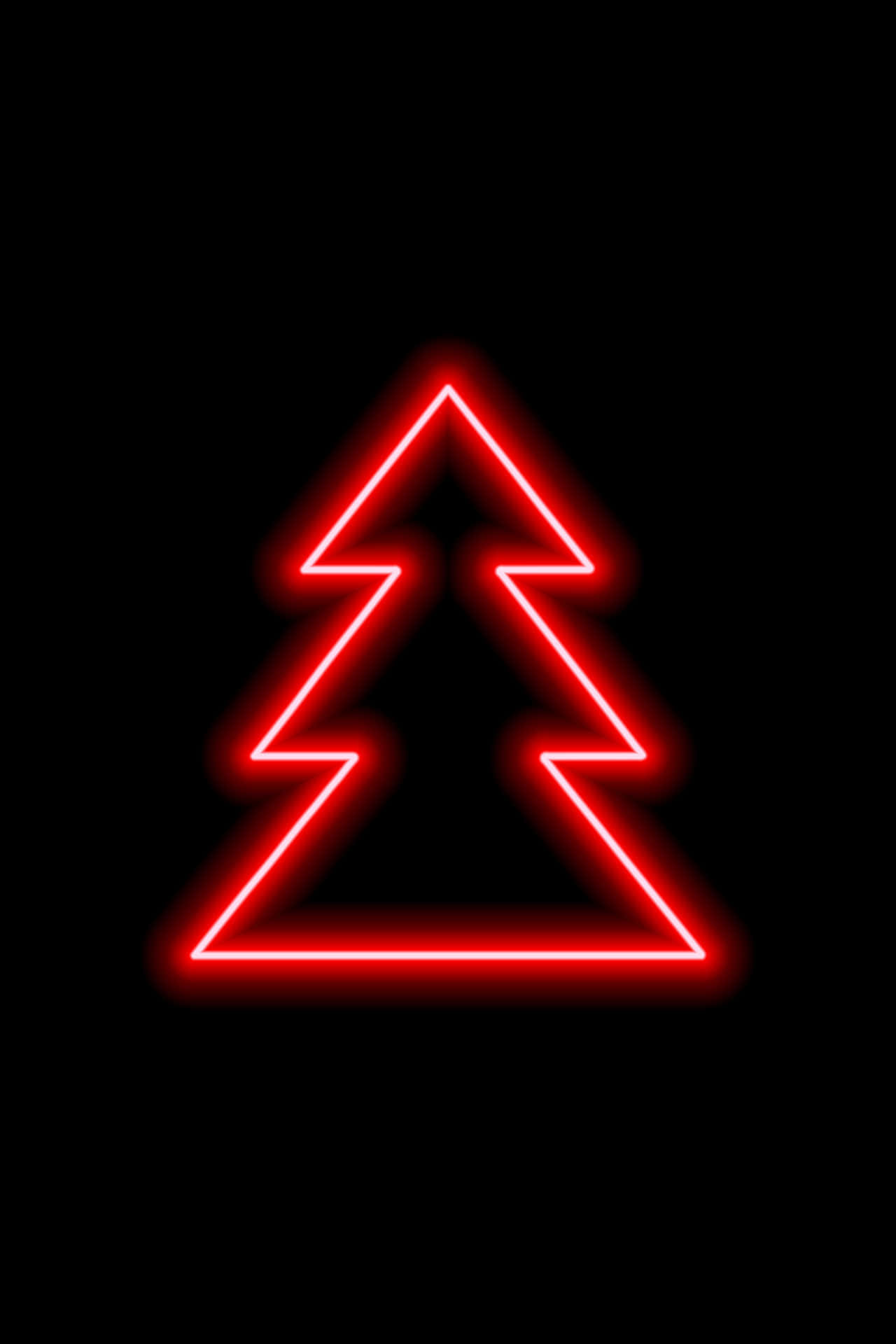 Black Red Neon, Christmas tree, red neon outline, Full HD Phone Wallpaper