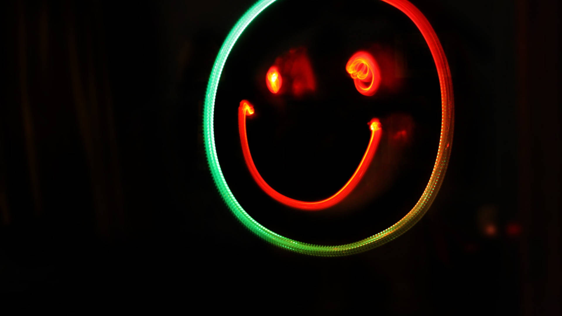 neon smiley face, red light trails, green light trails, Full HD Desktop Wallpaper