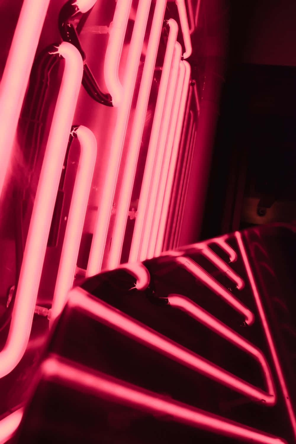 neon sign, pink neon tubes, red light, HD Phone Wallpaper