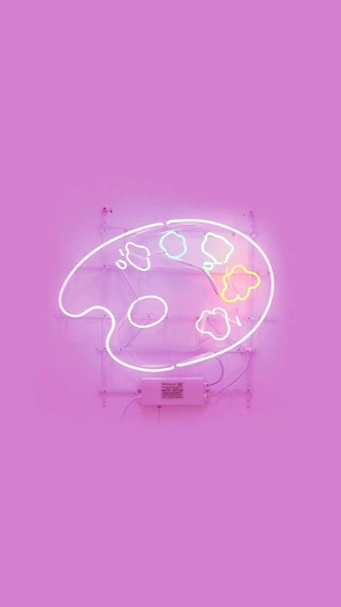 neon sign, art palette, colorful paint blobs, SD Phone Wallpaper