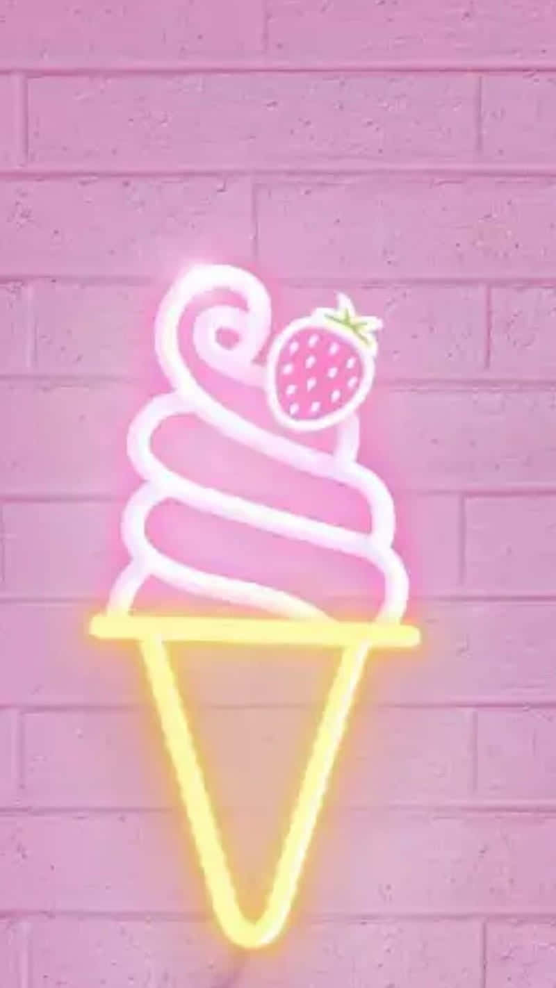 strawberry ice cream, pink soft-serve ice cream cone, strawberry, HD Phone Wallpaper