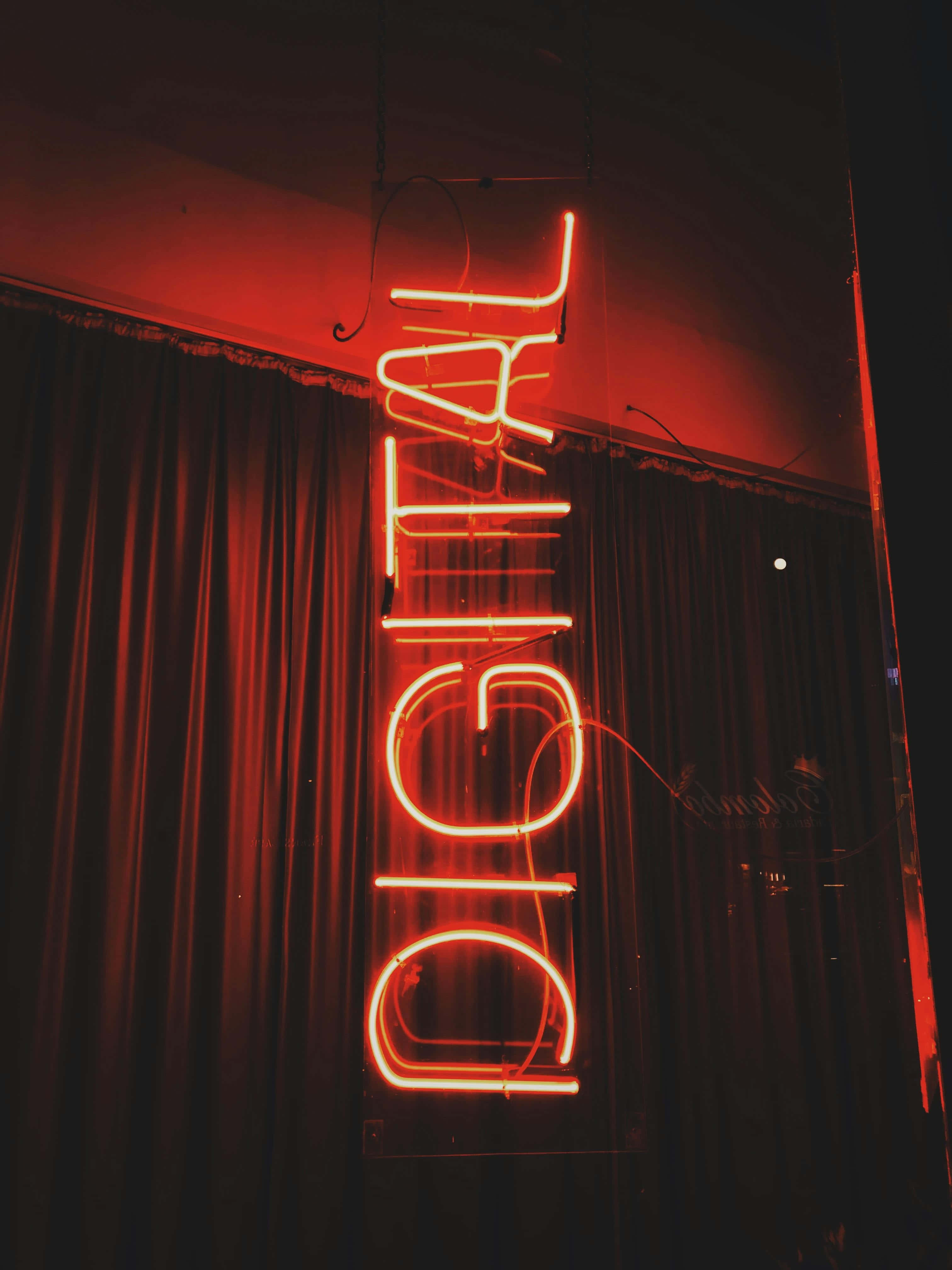 Red Digital Neon Sign, DIGITAL, glowing red neon sign, 4K Phone Wallpaper