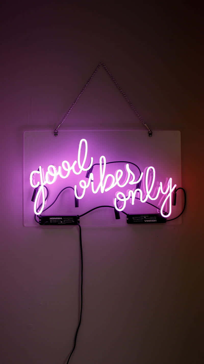 neon lights typography art, glowing pink neon sign, good vibes only, HD Phone Wallpaper