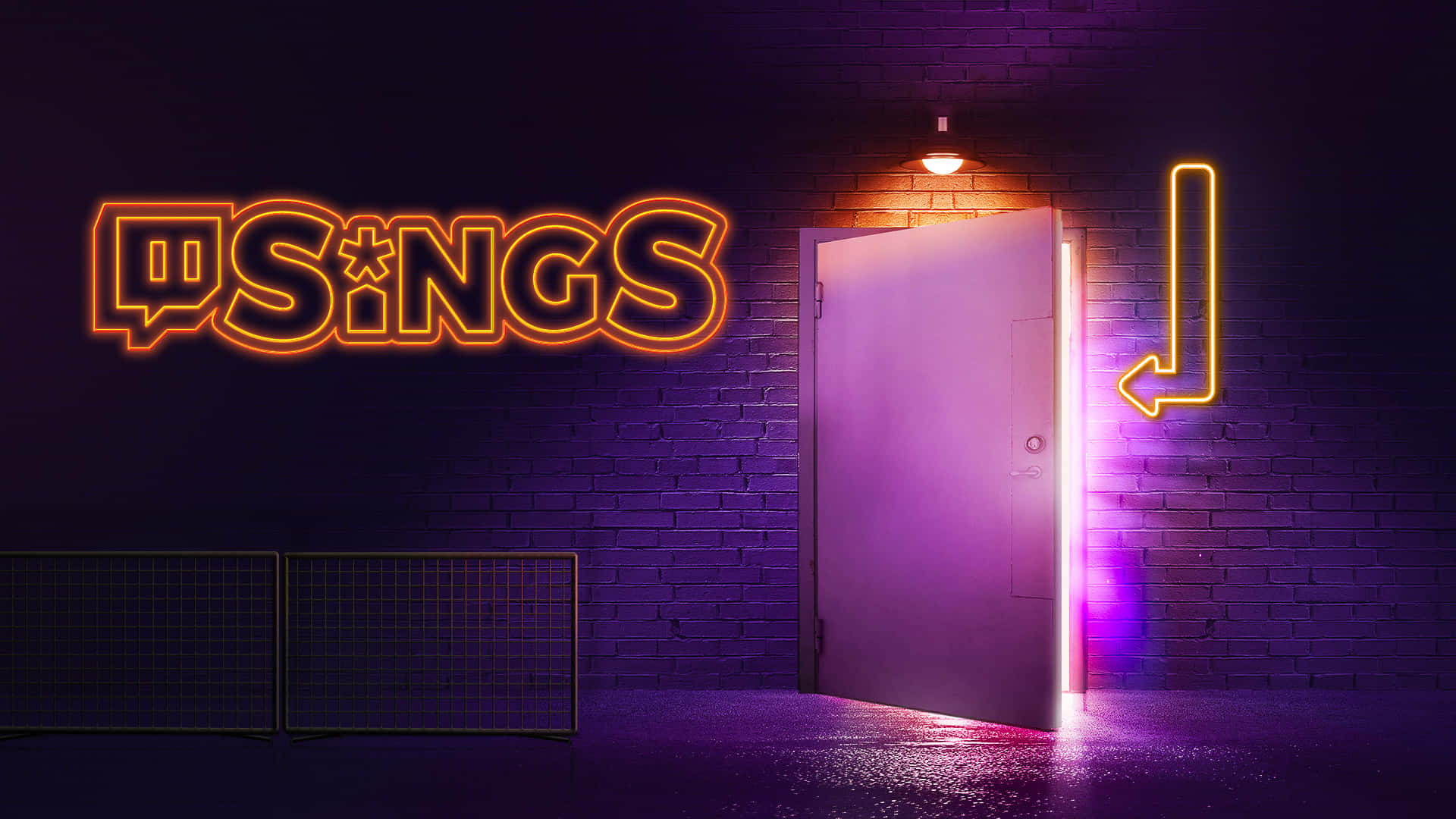 Neon Twitch, SINGS, purple and orange light, Full HD Desktop Wallpaper