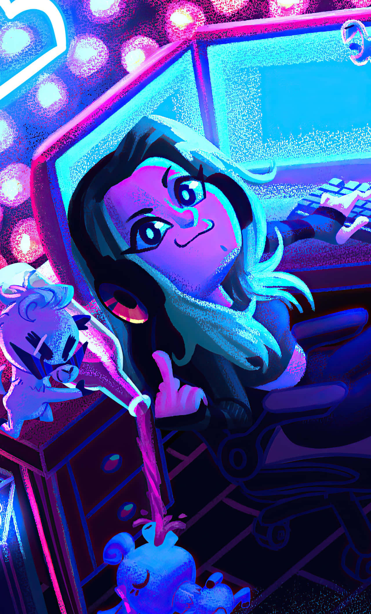 Neon Twitch, Twitch, neon-lit desk, Full HD Phone Wallpaper