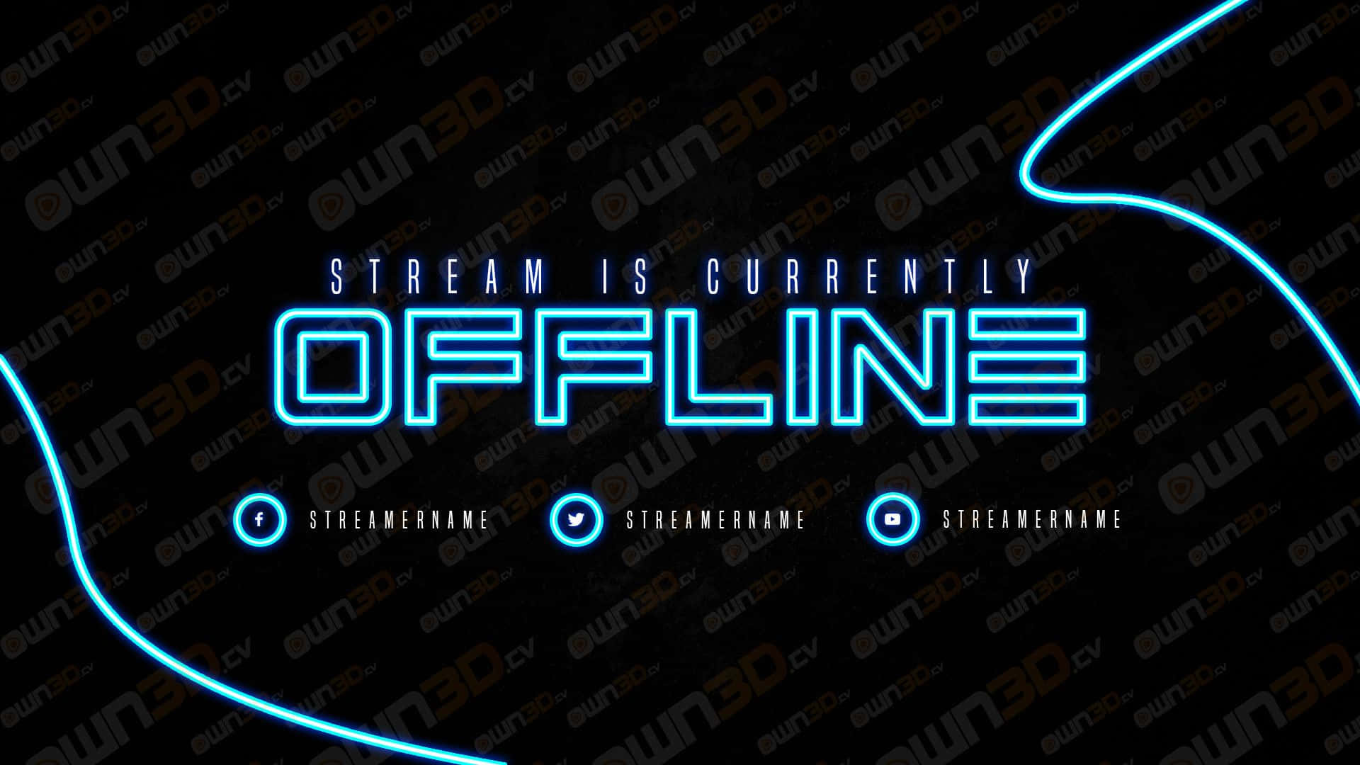 Neon Twitch, STREAM IS CURRENTLY OFFLINE, vibrant blue neon text, Full HD Desktop Wallpaper