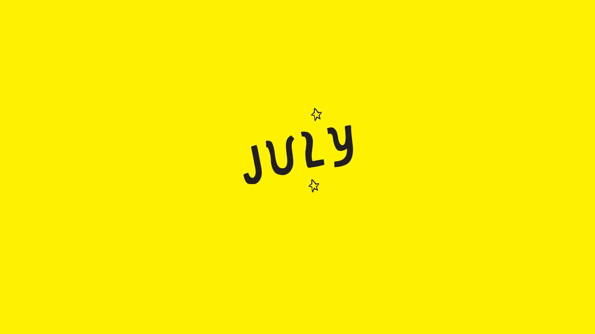 vibrant yellow, neon yellow gradients, black 'july' text, Full HD Desktop Wallpaper