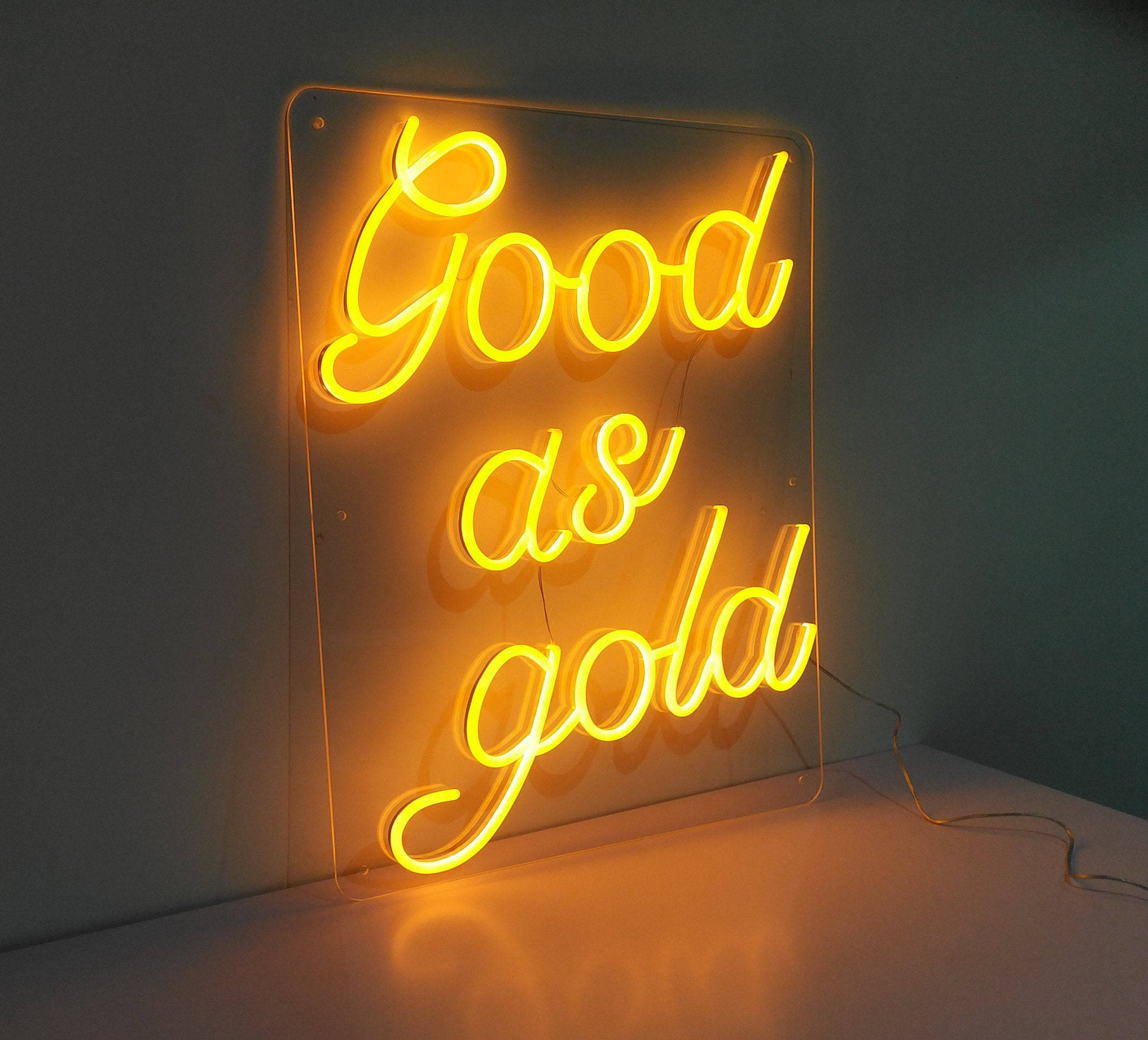 Good as gold, neon yellow, glowing yellow neon sign, Full HD Desktop Wallpaper