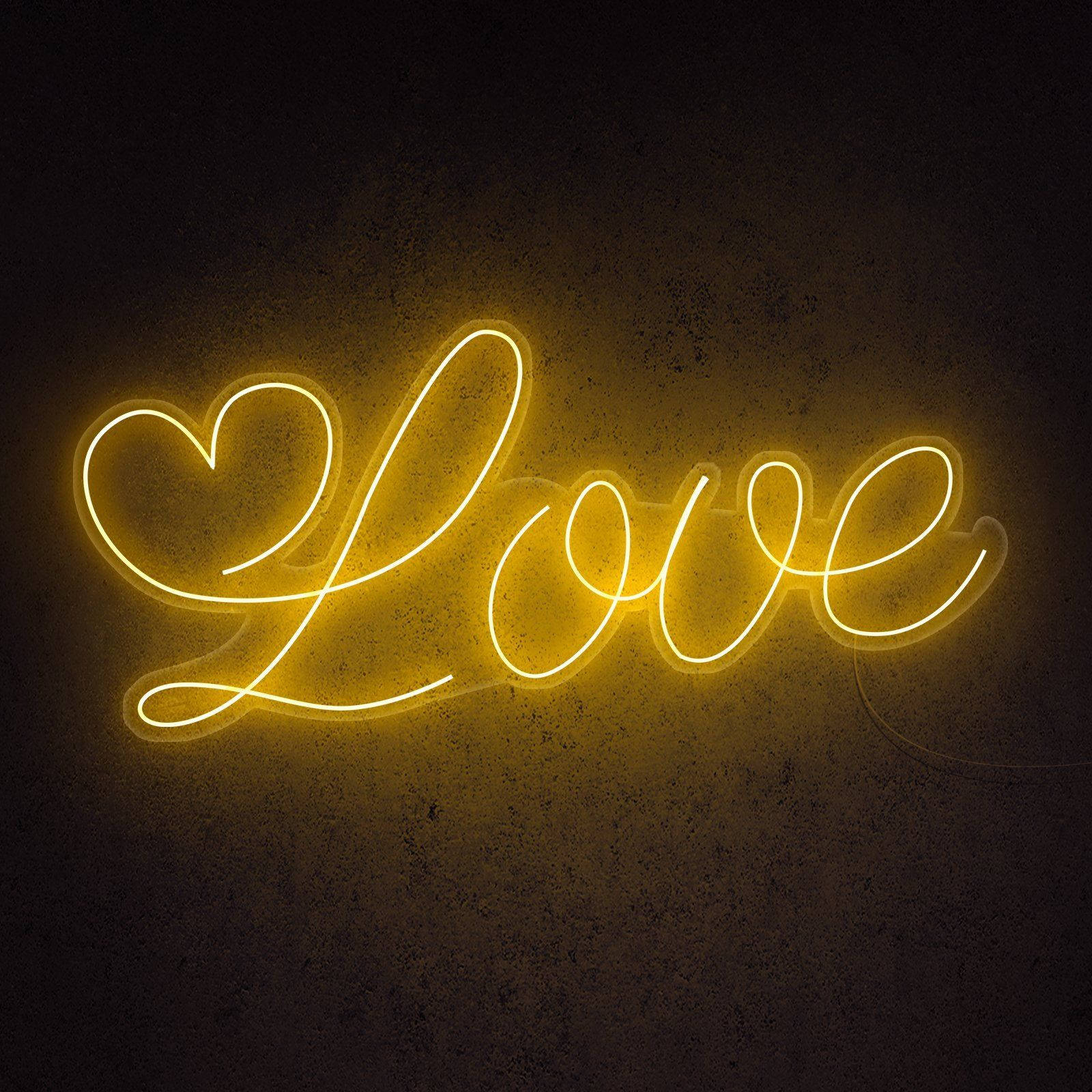 Love Heart, Neon Yellow, LED, HD Desktop Wallpaper