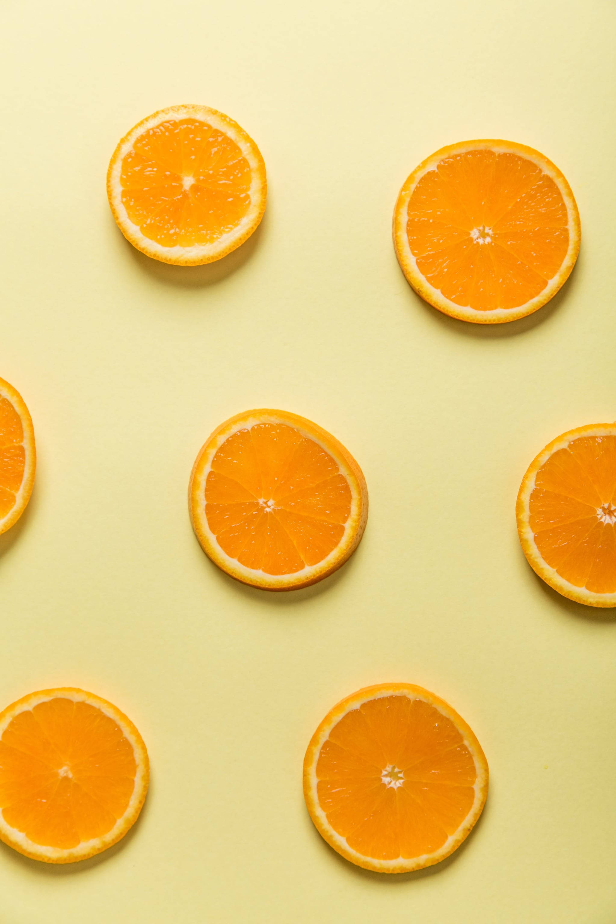 Neon Yellow, Fresh Orange Fruit, vibrant orange slices, 2K Phone Wallpaper