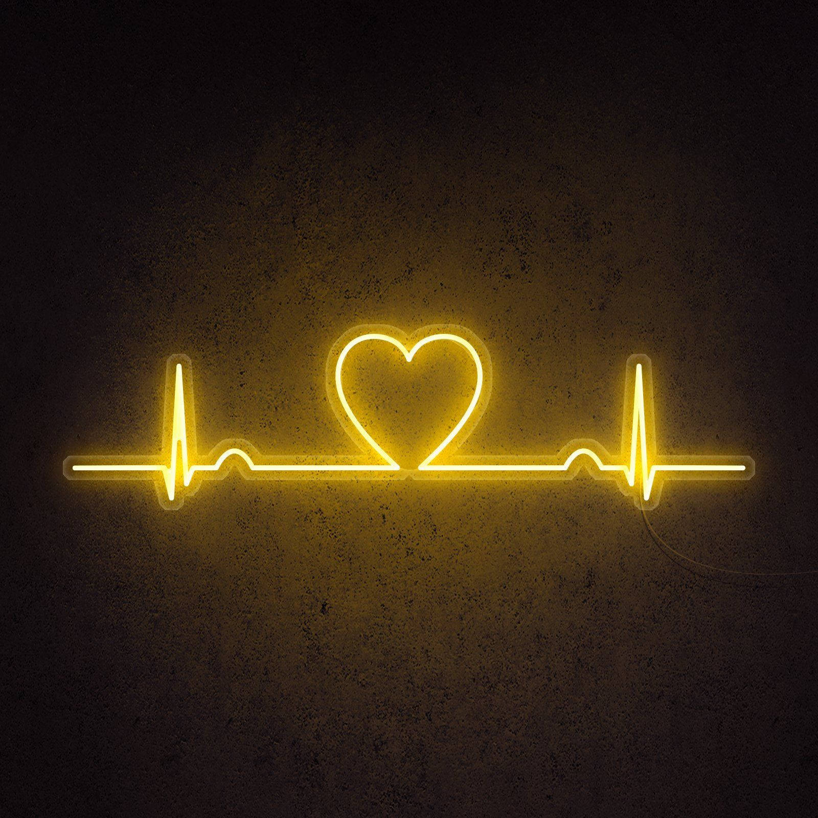Neon Yellow, heart symbol, heartbeat, HD Desktop Wallpaper