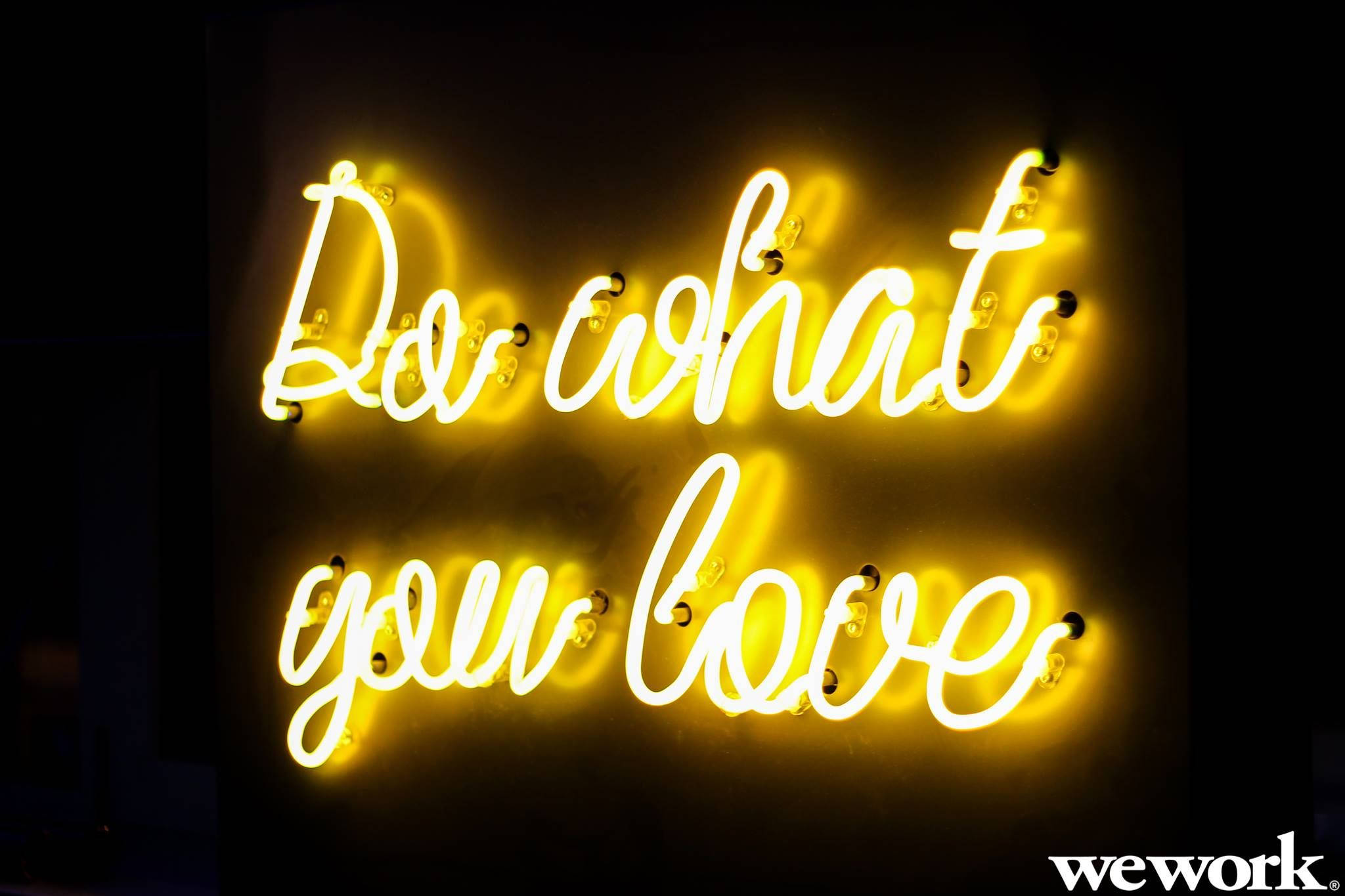 Neon Yellow, Do what you love, glowing yellow neon sign, Full HD Desktop Wallpaper