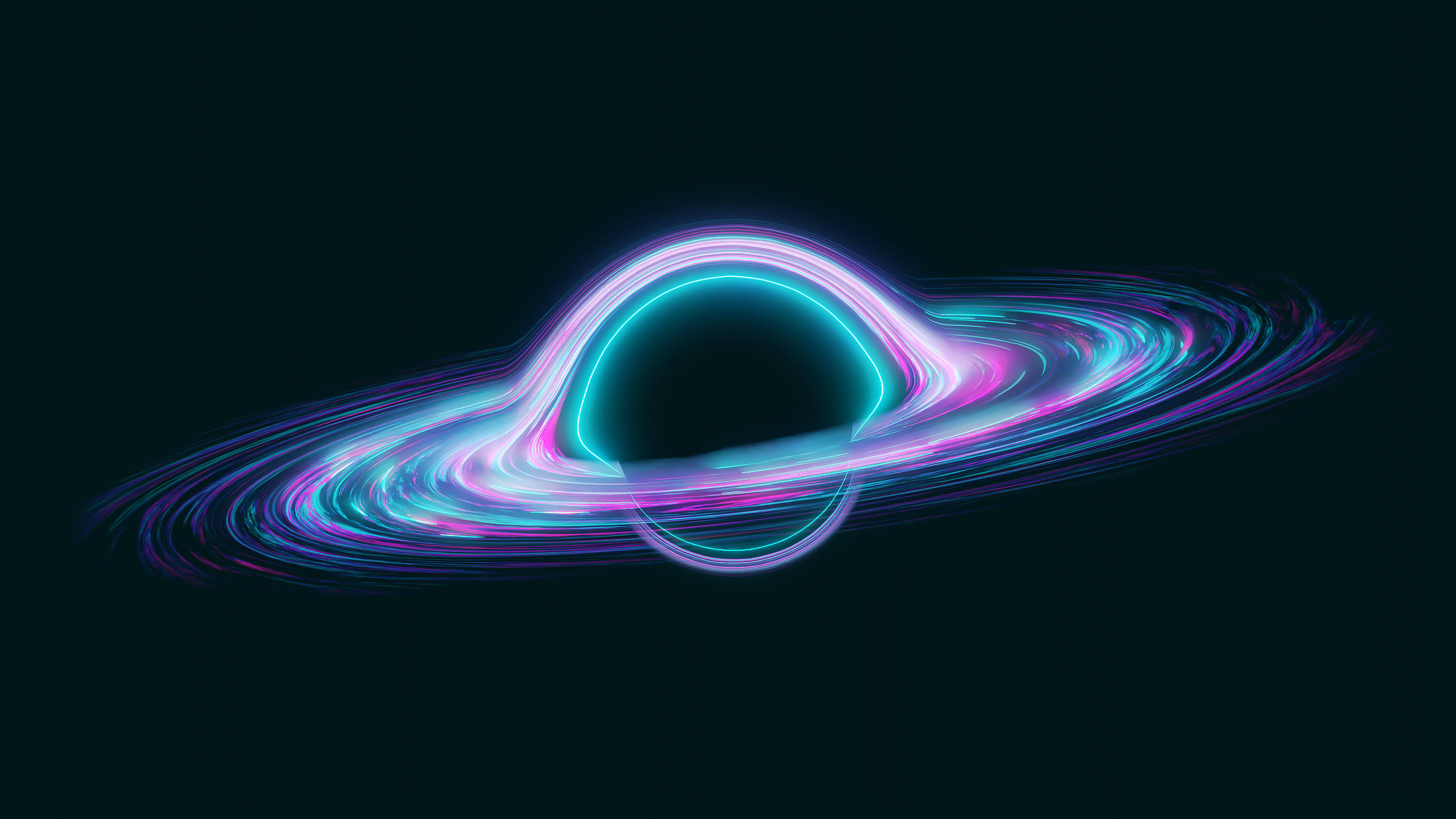 black hole, neon purple, cyan, 4K Desktop Wallpaper