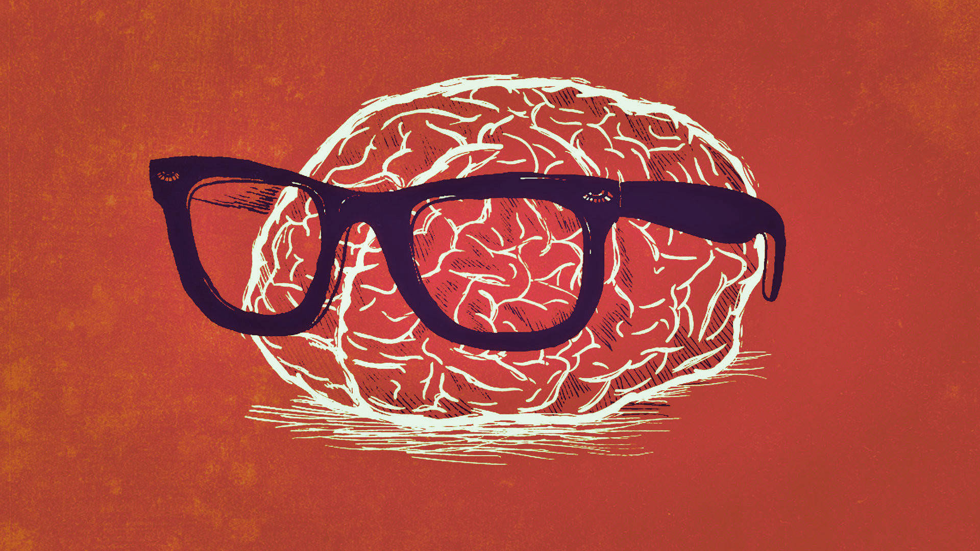 nerd brain, glasses, black-rimmed glasses, Full HD Desktop Wallpaper