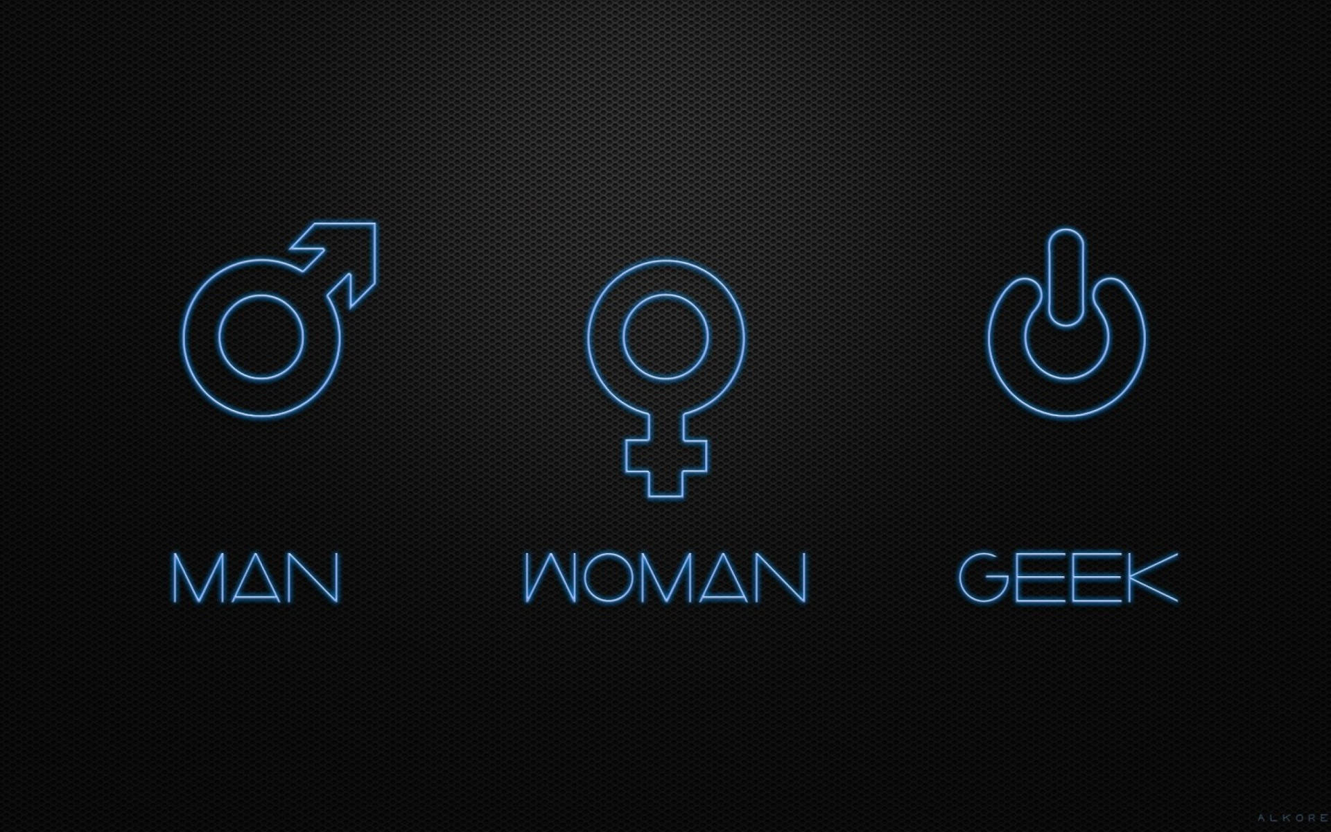 Nerd, glowing blue neon icons, dark textured background, Full HD Desktop Wallpaper
